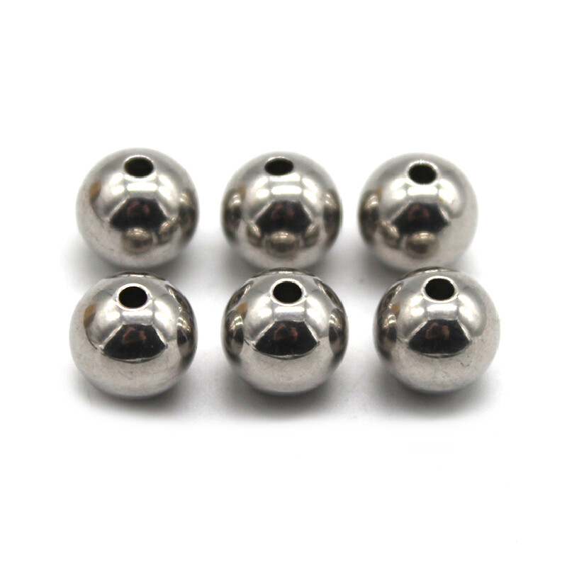 11mm-20mm Stainless Steel Spacer Beads Through Holes Metal Round Ball Crafts