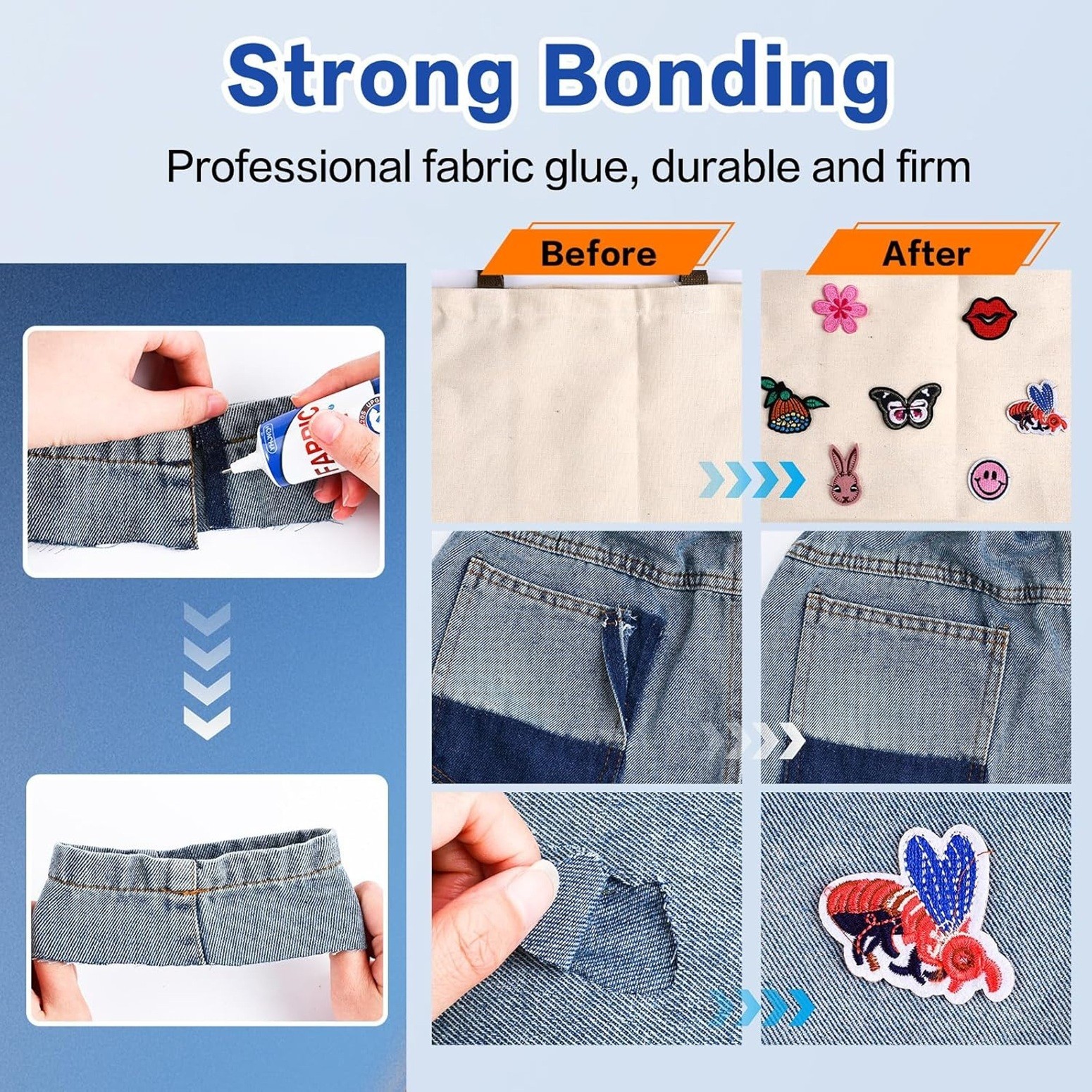 Fabric Glue Mighty Mend Fabric Glue Permanent Clear Washable Clothing Glue 60ML