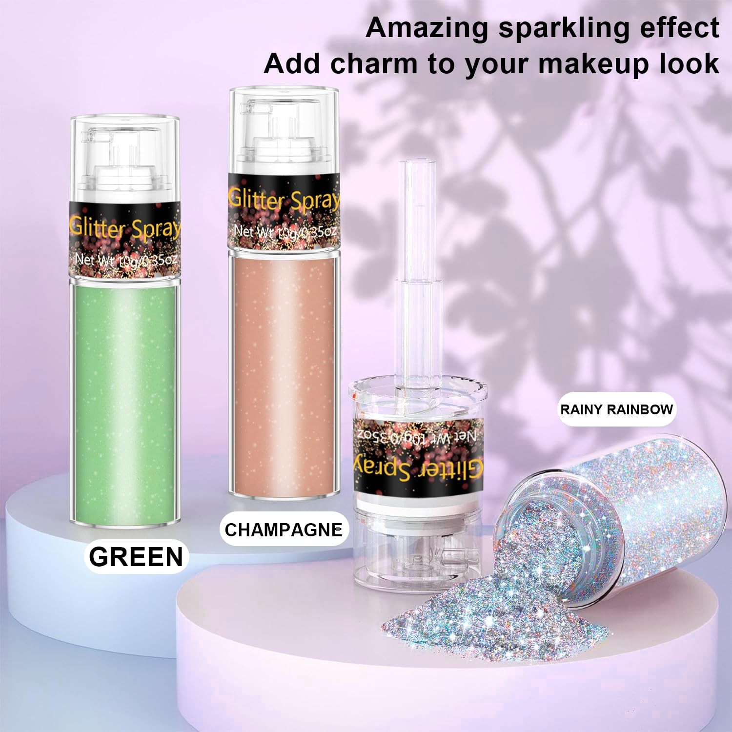 Hair and Body Glitter Spray, 1PC Glint-Rainbow