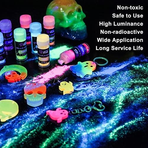 Glow in the Dark Pigment Powder 12 Colors 20G Each Epoxy Resin
