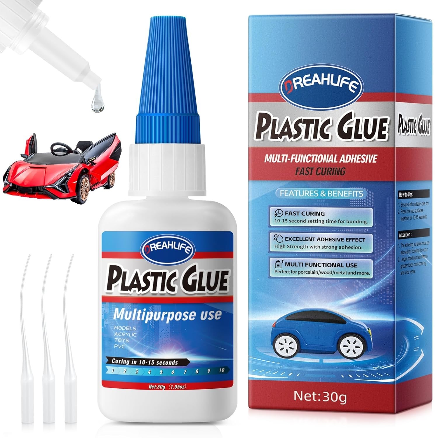 Super Glue for Plastic Repair, 30G Plastic Glue Strong Adhesive, Heavy Duty 👌
