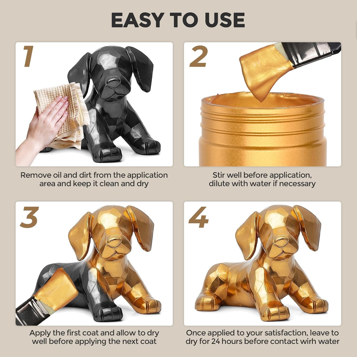 Nicpro Acrylic Paint Metallic Gold, 33.8 Fl Oz (Pack of 1), Gold