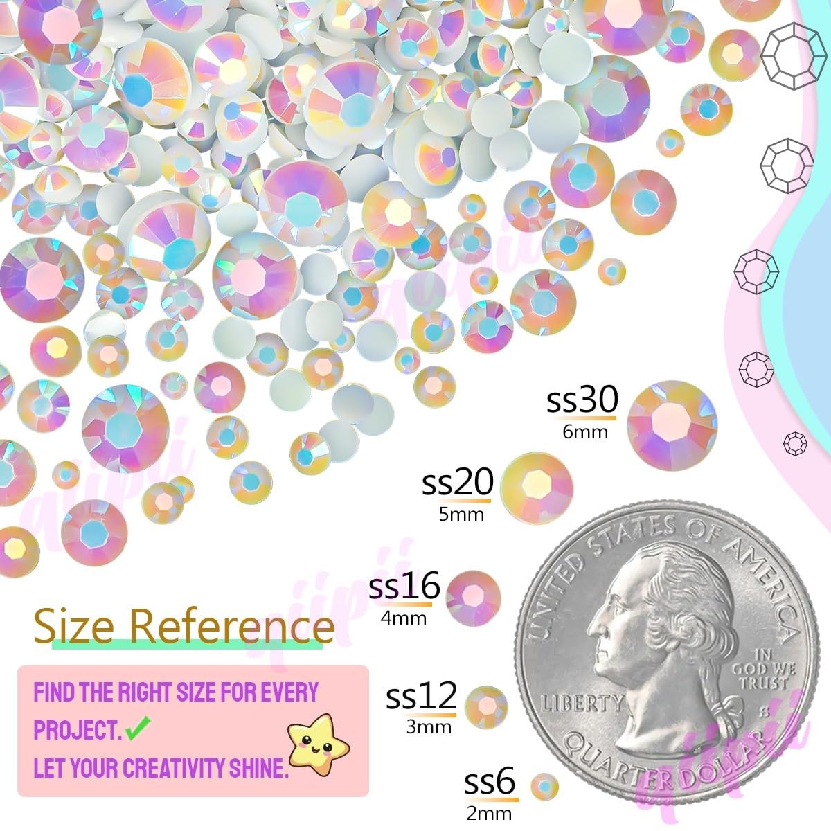 Light Pink AB Resin Rhinestones w B7000 Jewelry Glue for Bedazzling Crafting 2mm