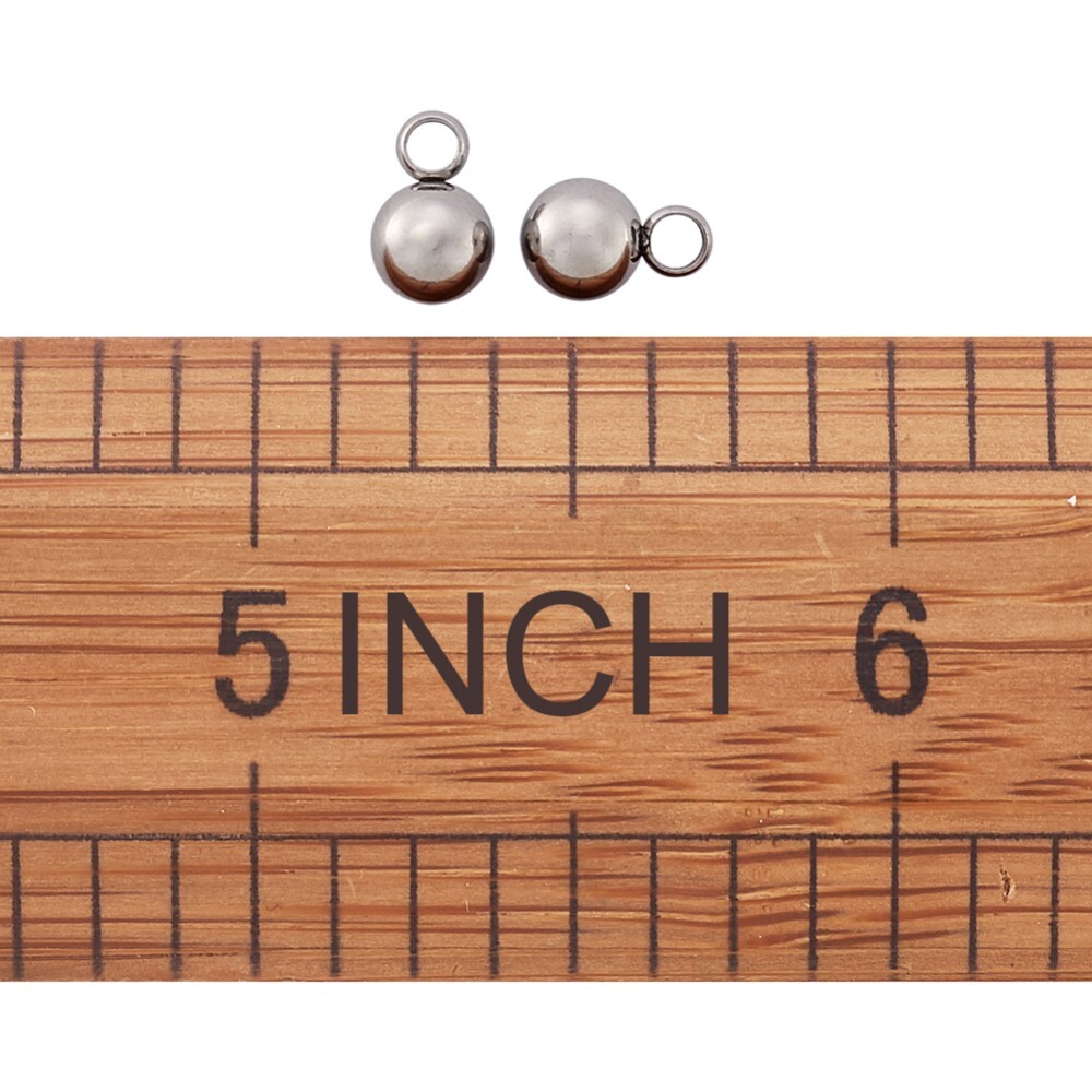 50 pcs Round Ball 304 Stainless Steel Mini Charms For DIY Jewelry Making 7.5x5mm