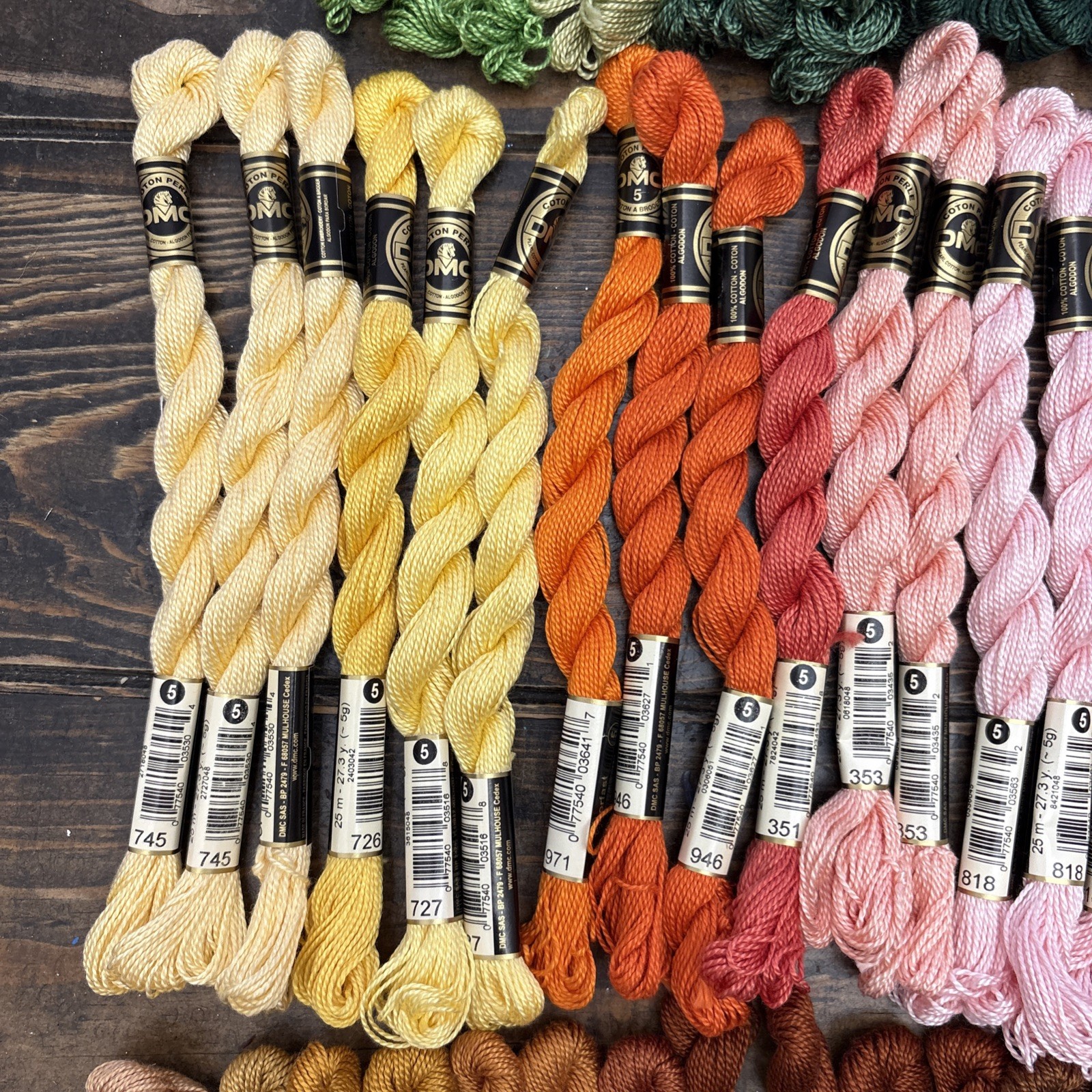DMC #5 Cotton Perle Skeins, Color Variations, Metallic Pearl , Mixed Lot of 130