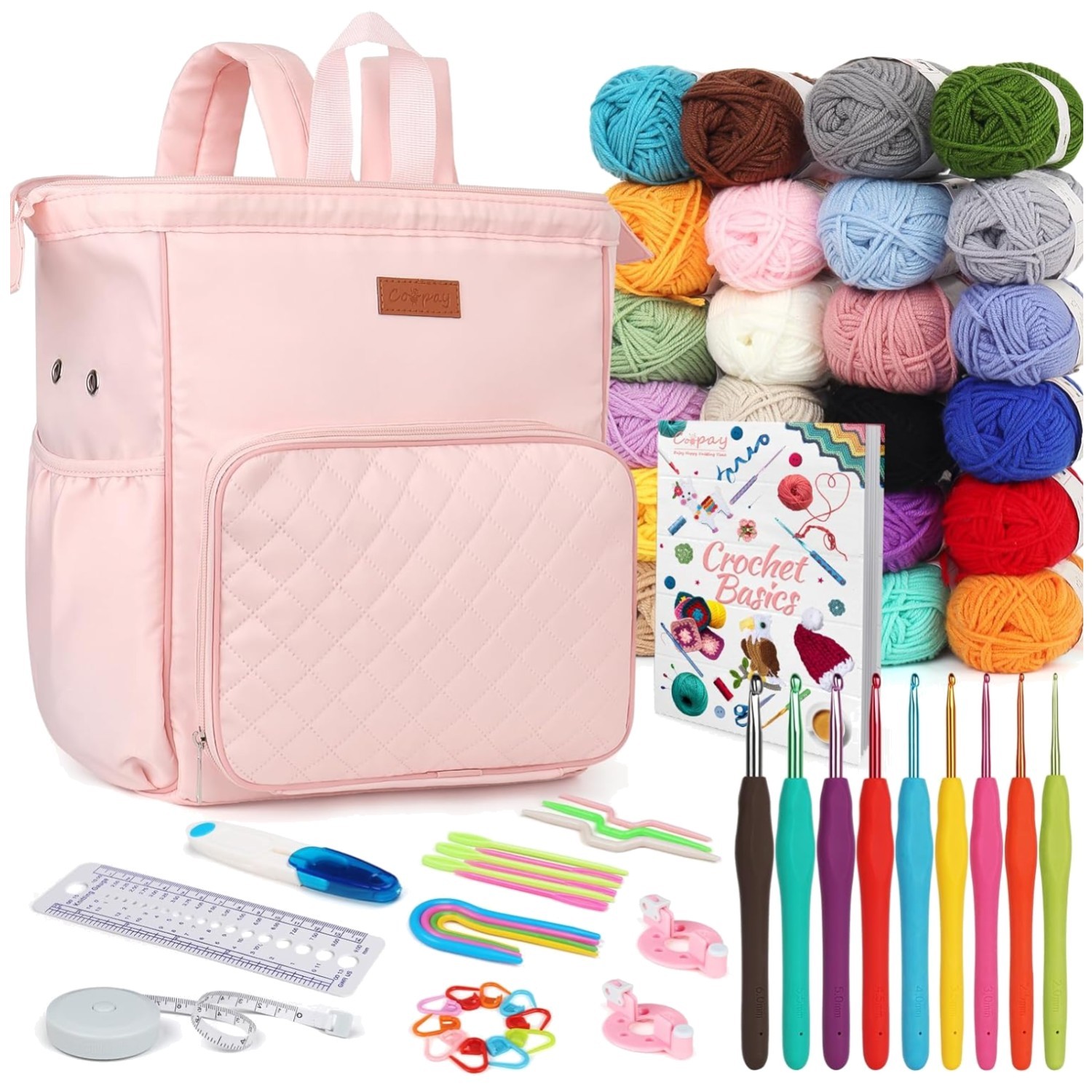 Beginner Crochet Kit for Adults with Tools & Bag