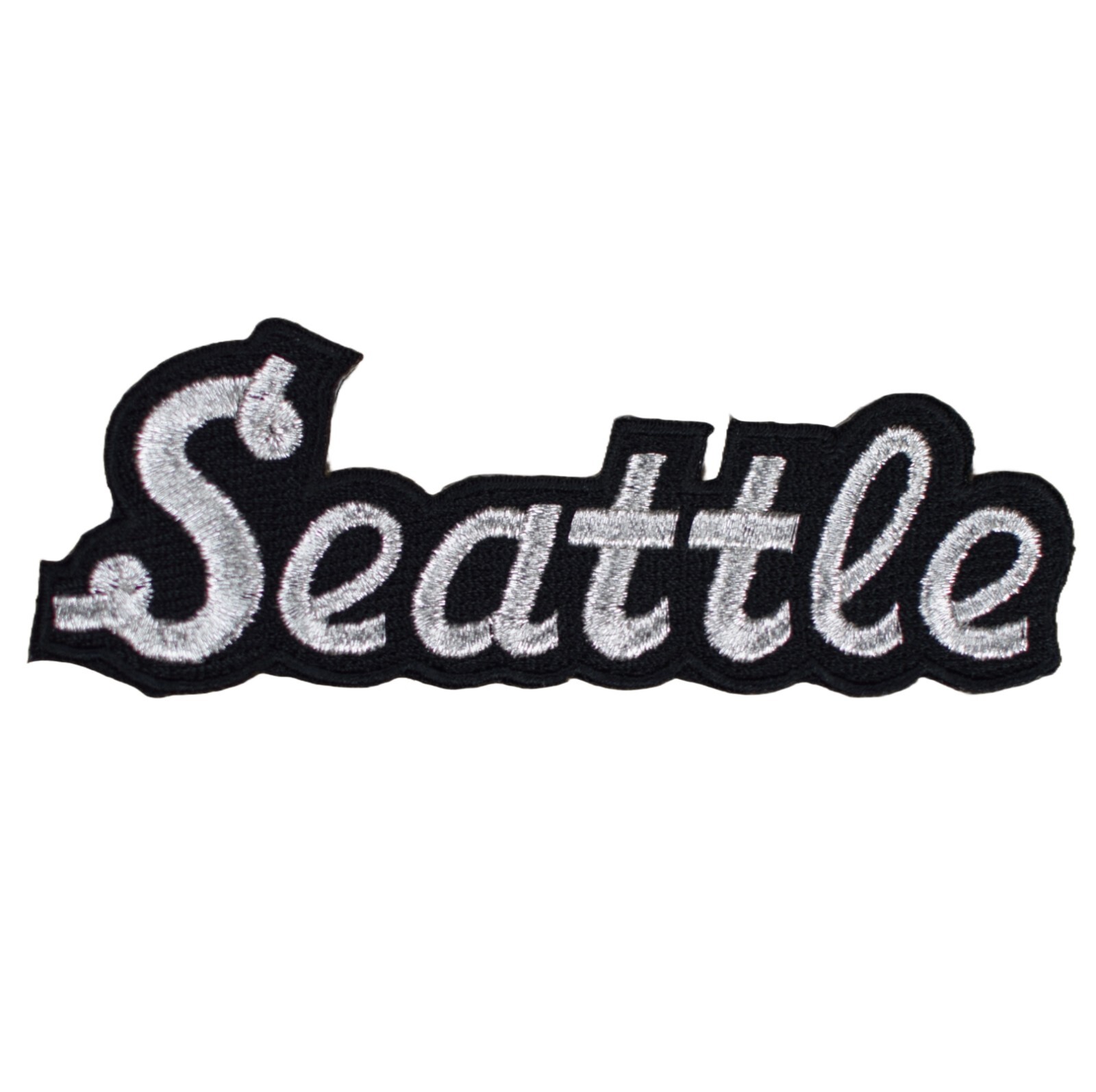 Seattle Patch – Metallic Silver & Black Washington Badge 4.25″ (Iron or Sew On)
