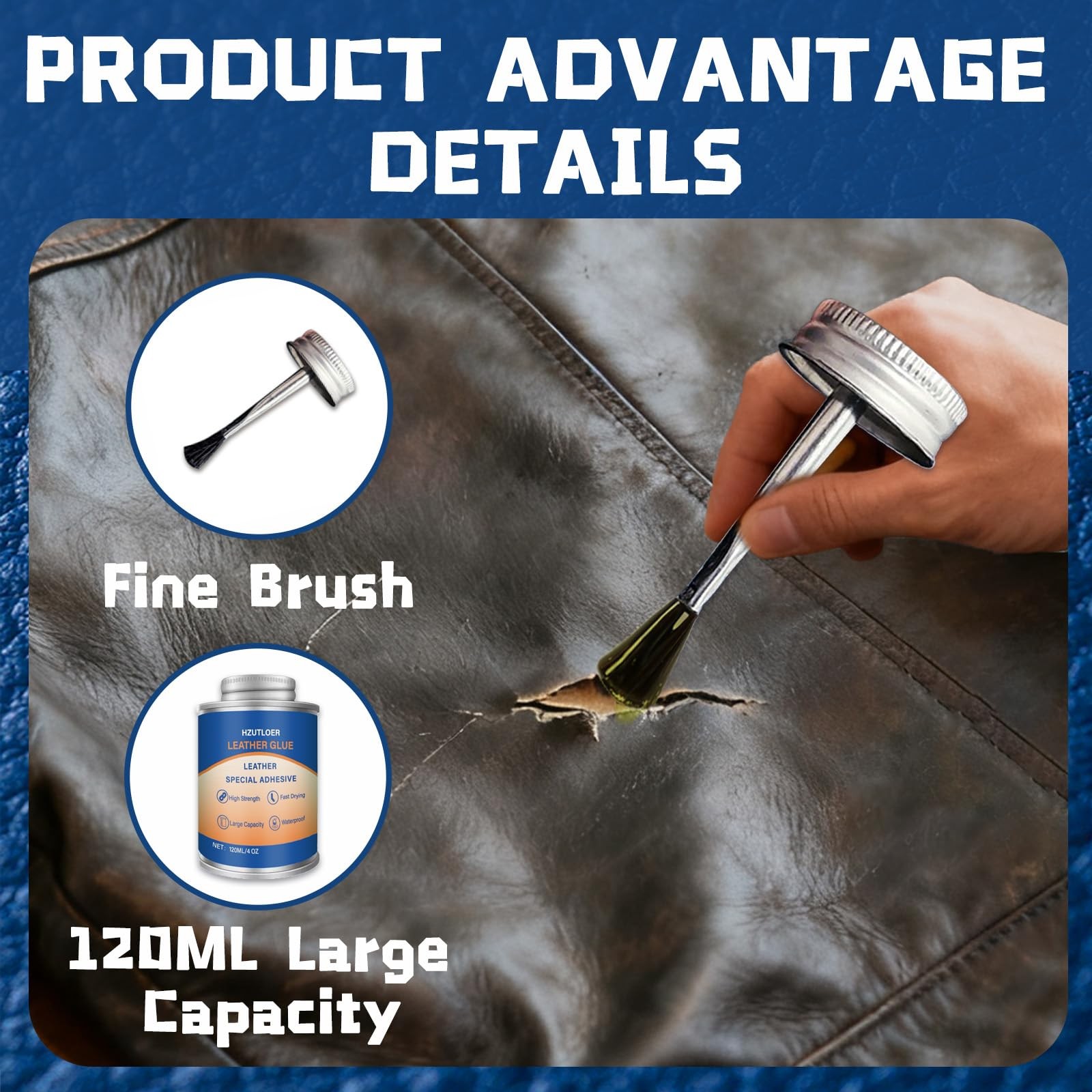 Hzutloer Leather Adhesive,120ML Leather Repair Glue Cement,Super Glue with Br…