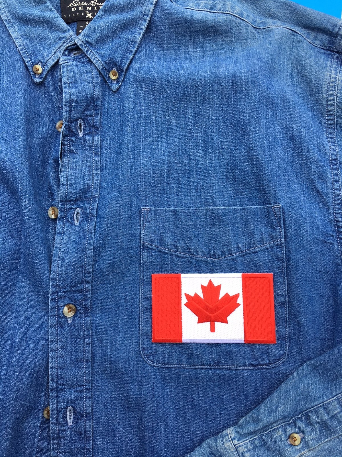 CANADIAN FLAG EMBROIDERED PATCH IRON-ON SEW-ON (3.5×2.25″) CANADA MAPLE LEAF RED