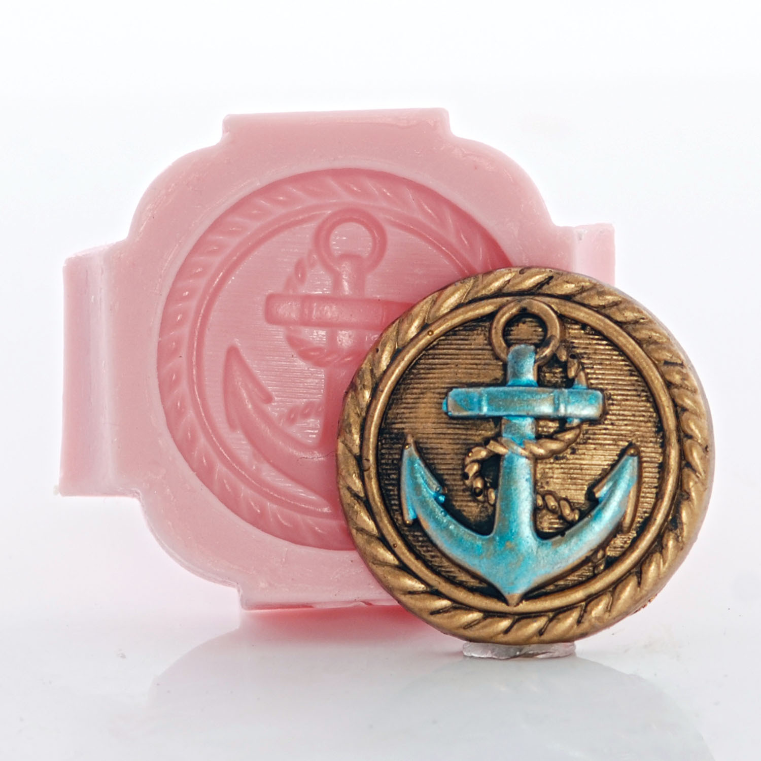 Silicone Nautical Anchor Button Mold Resin Clay Jewelry Fondant Mint Mold (730)