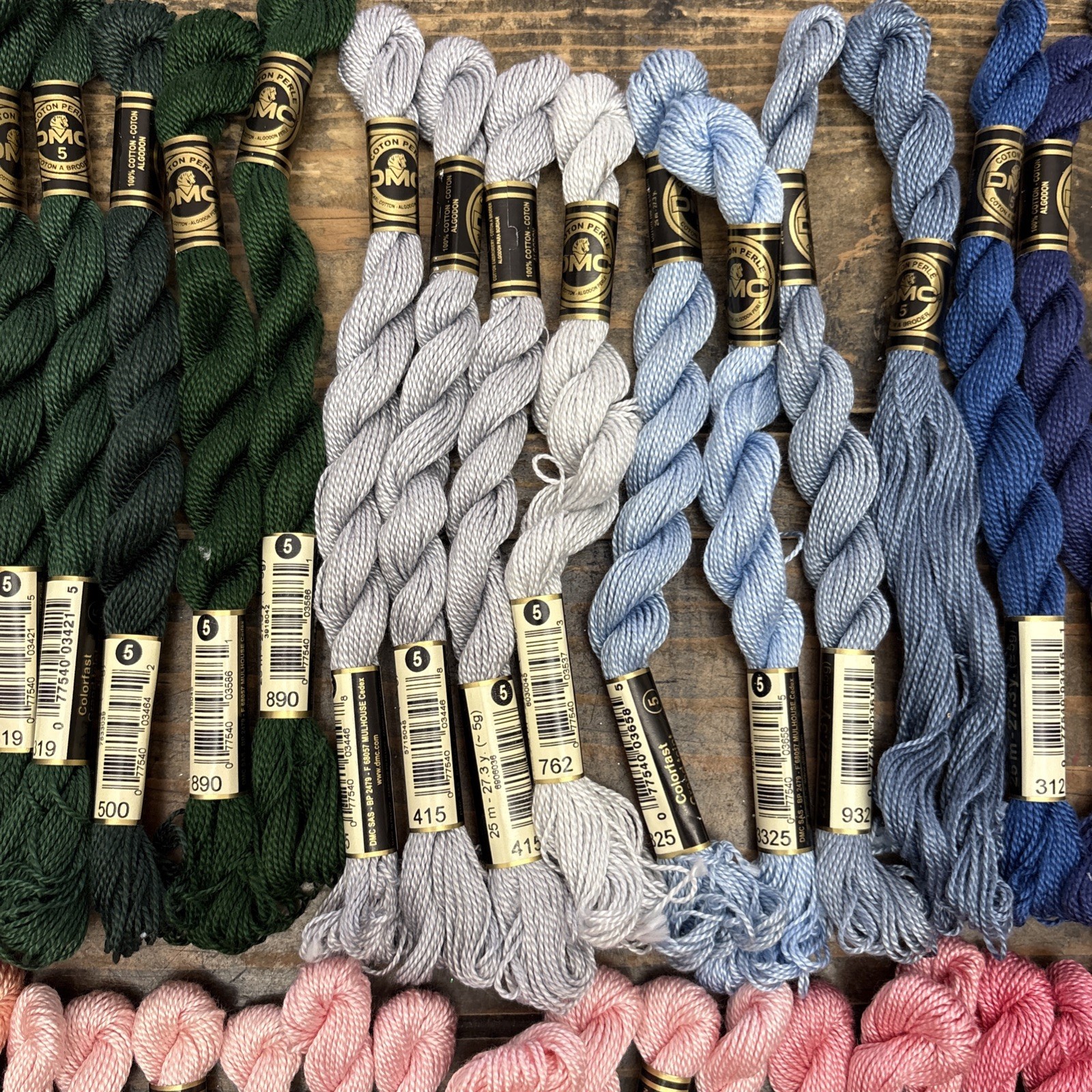 DMC #5 Cotton Perle Skeins, Color Variations, Metallic Pearl , Mixed Lot of 130
