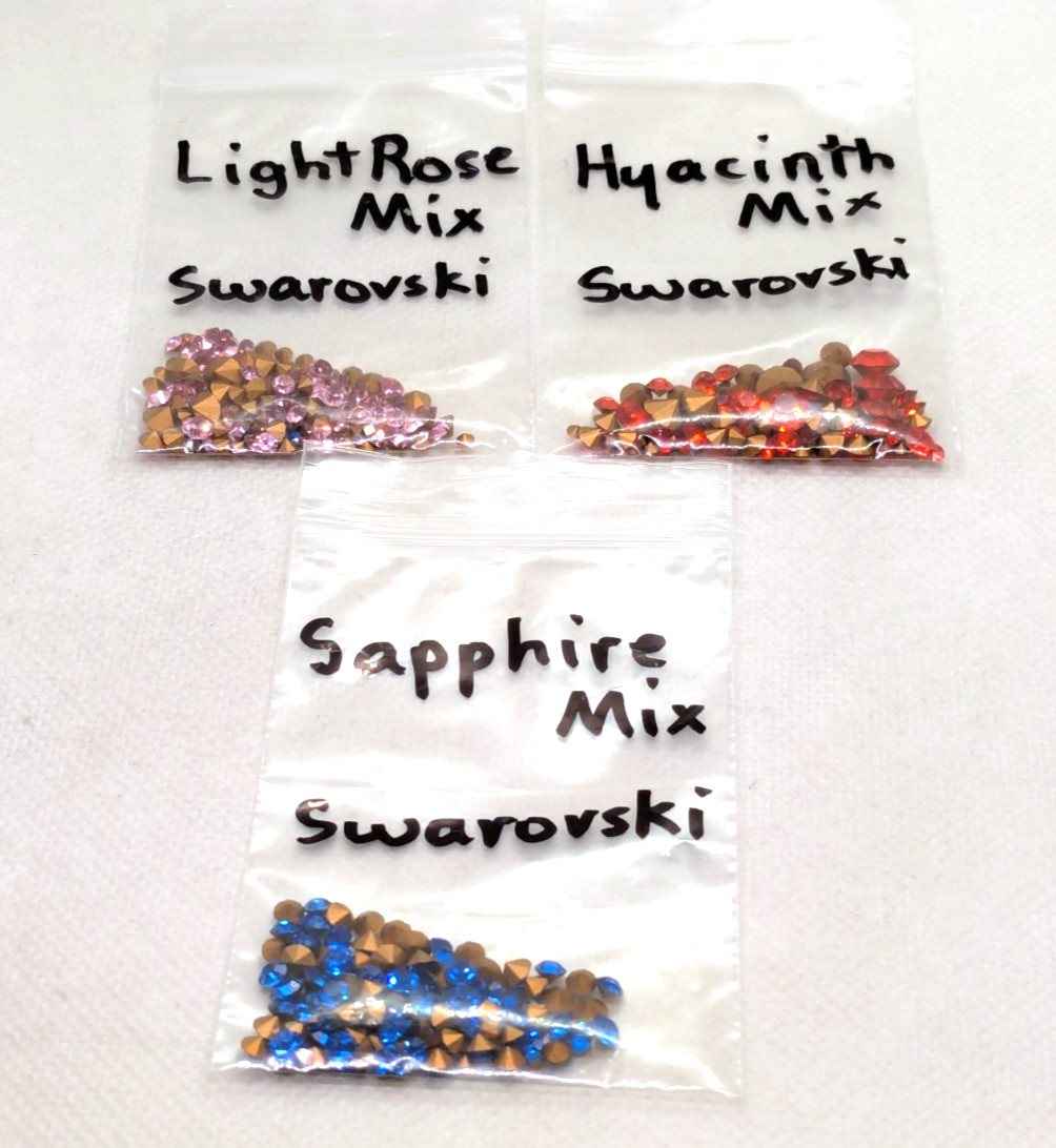 Swarovski Aurora Borealis Rhinestones 3 Bag Mix Light Rose – Hyacinth – Sapphire