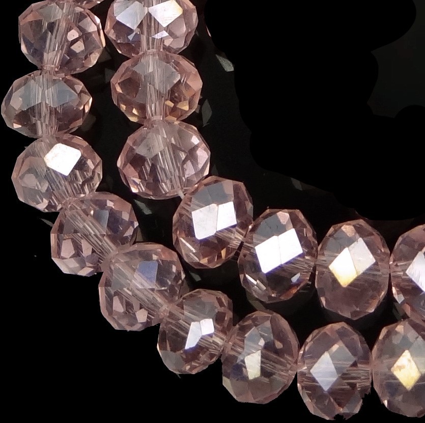 8x6mm Faceted luster Rosaline Glass Crystal Rondelle Beads 16″