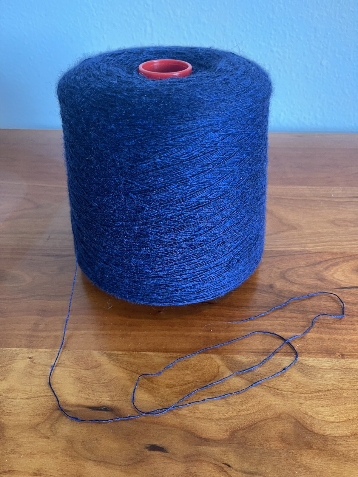 New Italian 100% Cashmere yarn on cone, medium navy blue, 2 lb, 2.9 ounces, mint