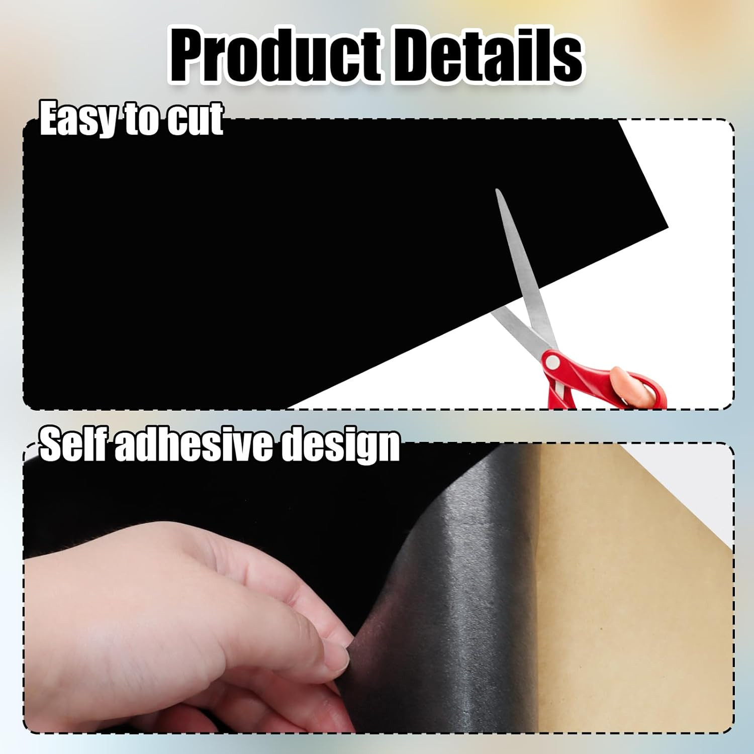 Self Adhesive Felt Sheets, Black Felt Sheet with Adhesive Backing, 14.6 x 39.4 I