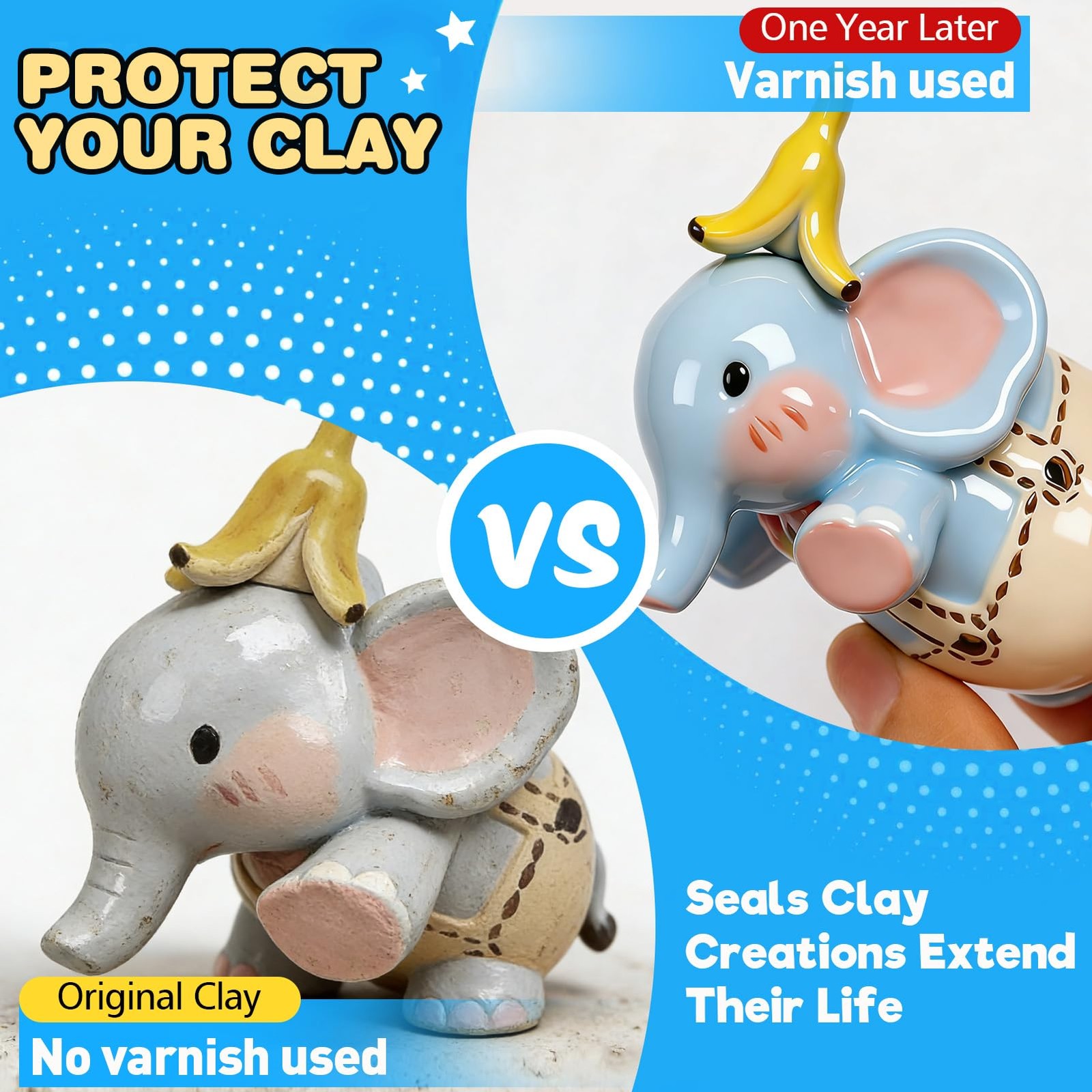 3.4 FL OZ High Gloss Air Dry Clay Glaze Varnish & Protective Sealant for Crafts