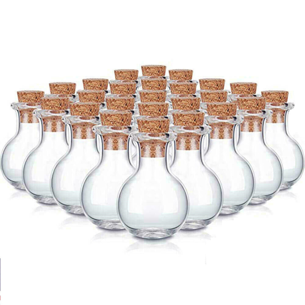 Small Cork Stopper Clear Glass Bottles Empty Jars Vials Spell Pagan Pendant Lot