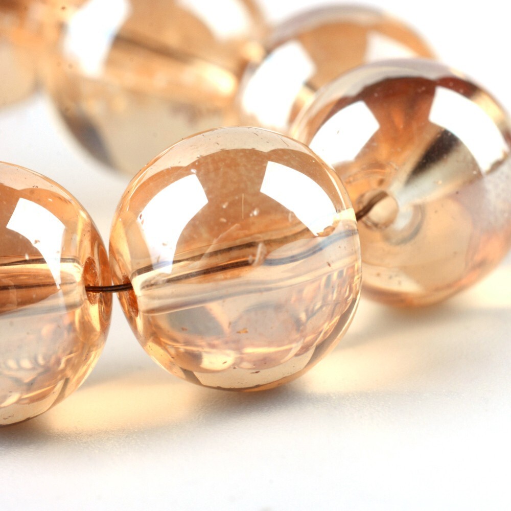 50 Coral Bubble Glass Beads Round 8mm BULK Spacers Jewelry Making AB Shimmer