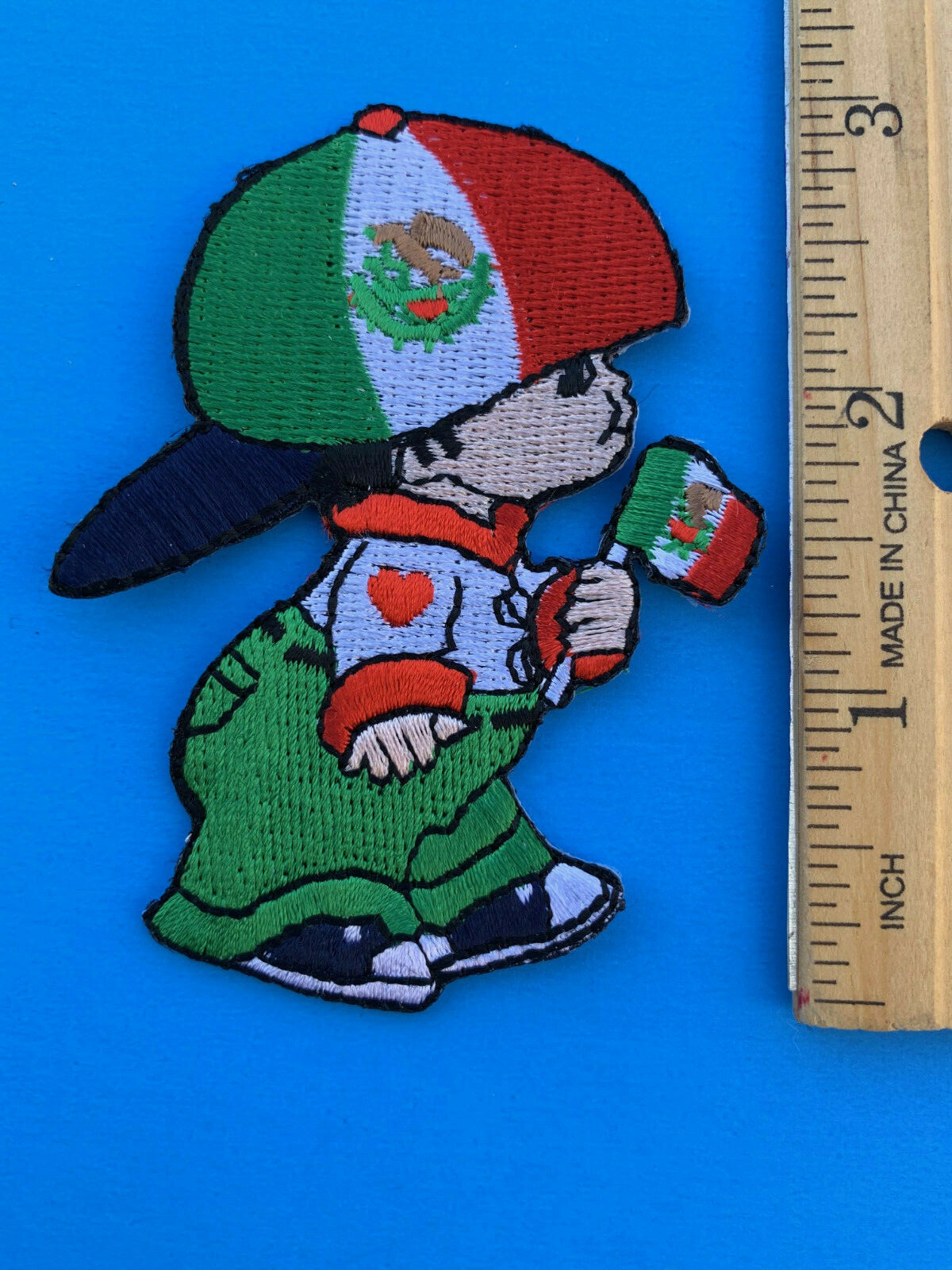 LG MEXICAN FLAG BOY PATCH IRON-ON SEW-ON EMBROIDERED MEXICO EMBLEM (3 x 2.75”)