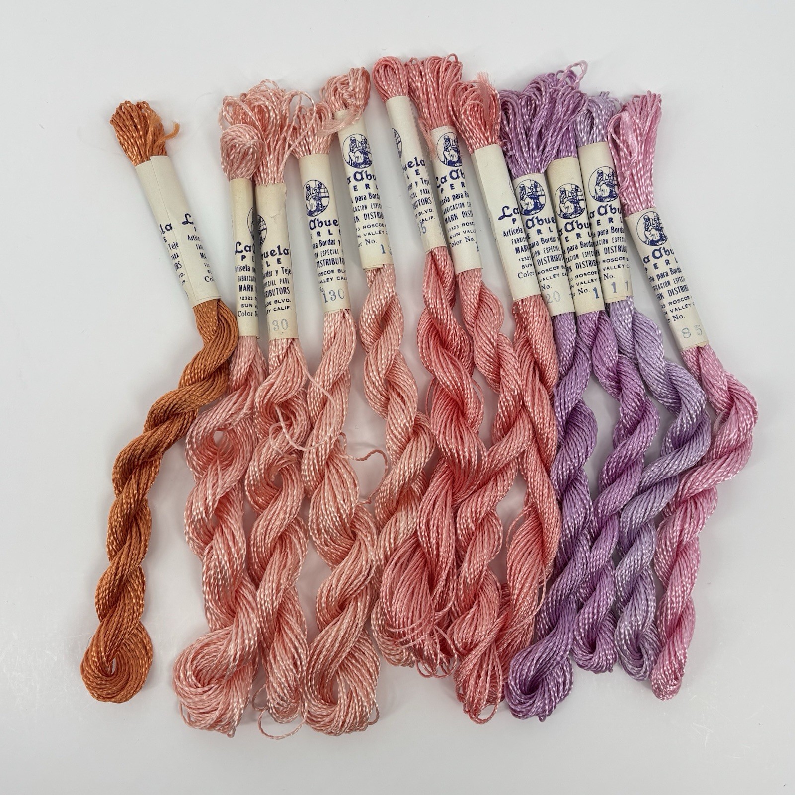 12x La Abuela Rayon Perle 100 g Pink Purple Orange Needlepoint Crochet Weaving