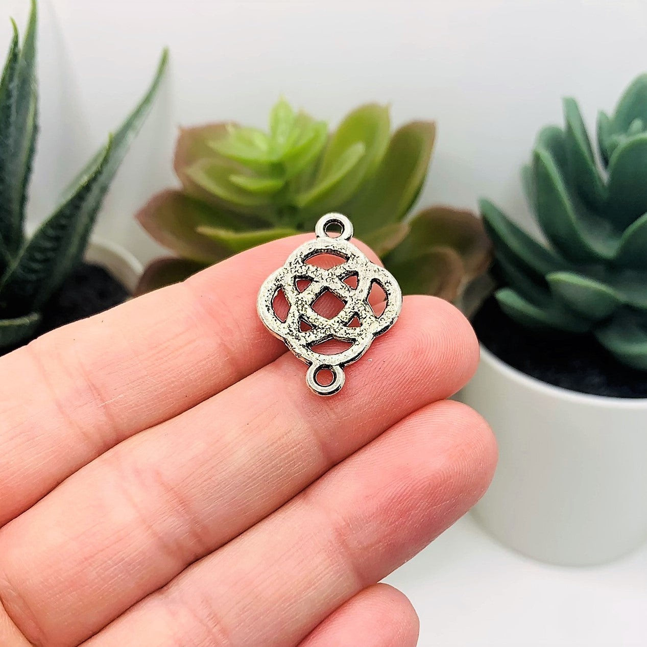 Silver Celtic Knot Connector Charms, 25x18mm – US Seller