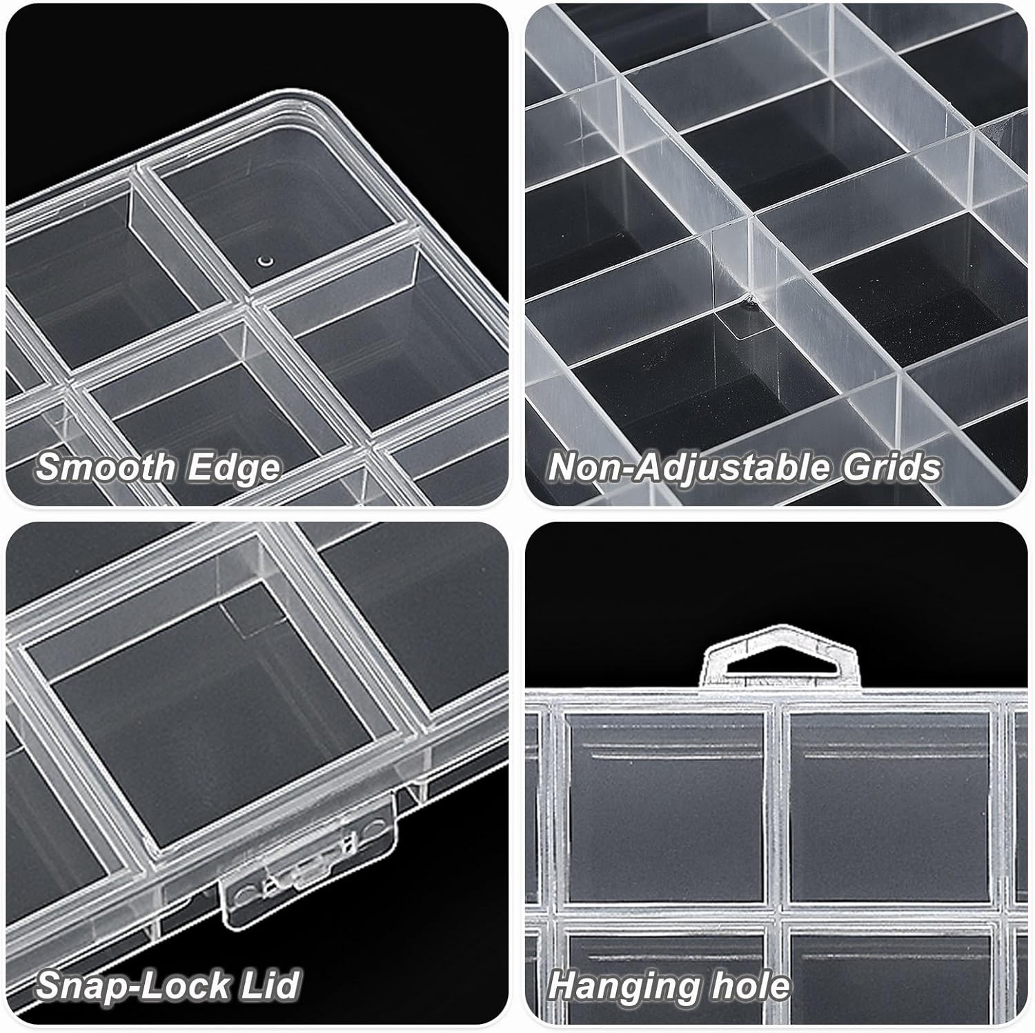 24-Grid Plastic Bead Organizer Case for Jewelry, Crafts & Small Parts Storage