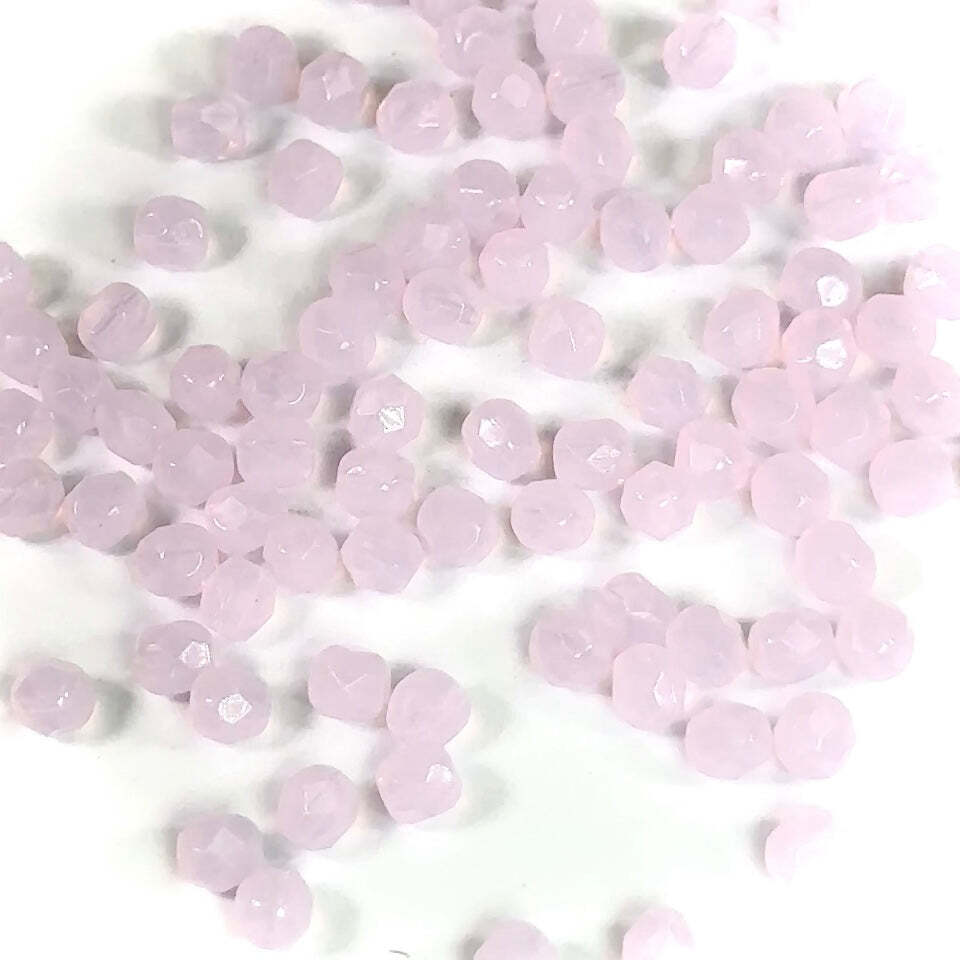 Pink Alabaster Czech Fire Polished Round Faceted Glass Beads 4mm 100pcs J524