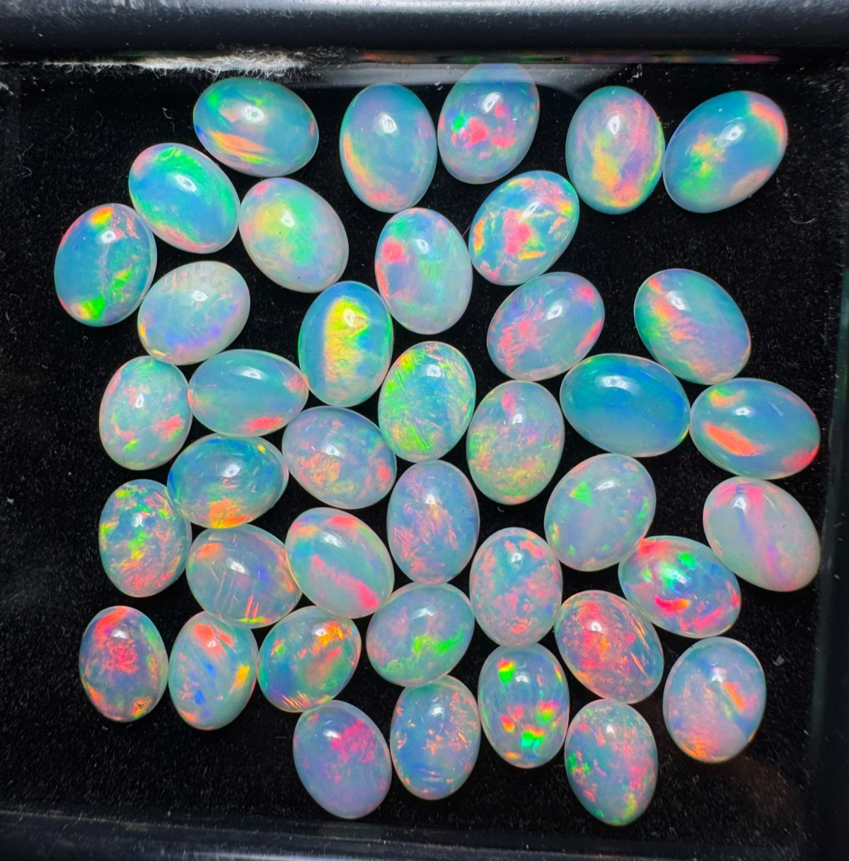 Natural Ethiopian Opal Oval Cabochon Lot 6×4 to 10×8 mm Red Fire Welo Opal Loose