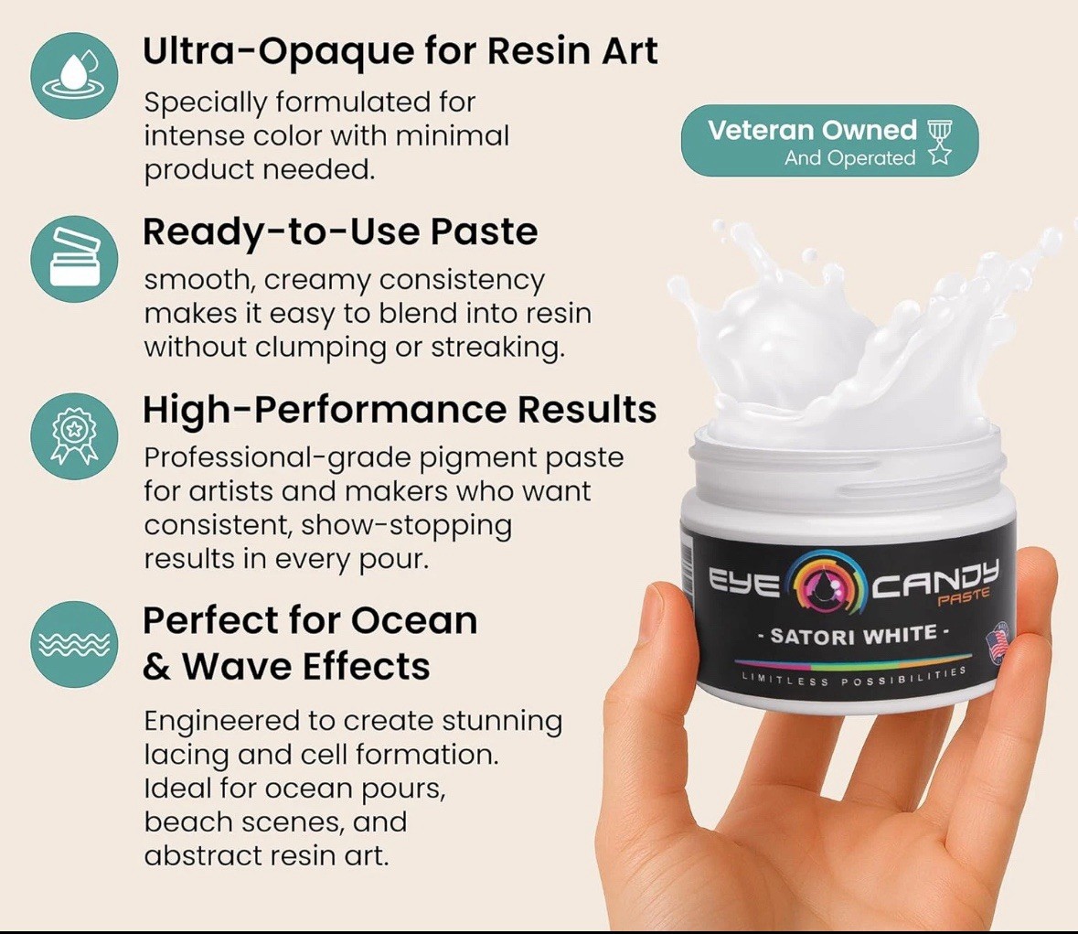 Eye Candy White Resin Pigment Paste Satori White (3 Oz) | Create Cells and Lacin
