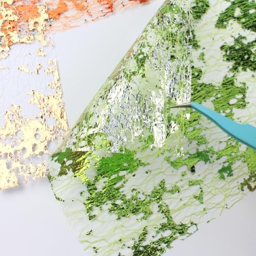 Foil Textured Fabric Art Paper A5 20 Sheets Sparkle Metallic Lace for Junk