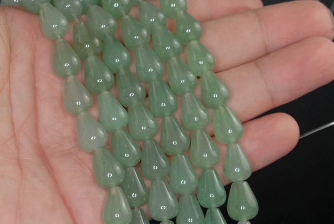 12X9MM GREEN AVENTURINE GEMSTONE TEAR DROP LOOSE BEADS 7.5″