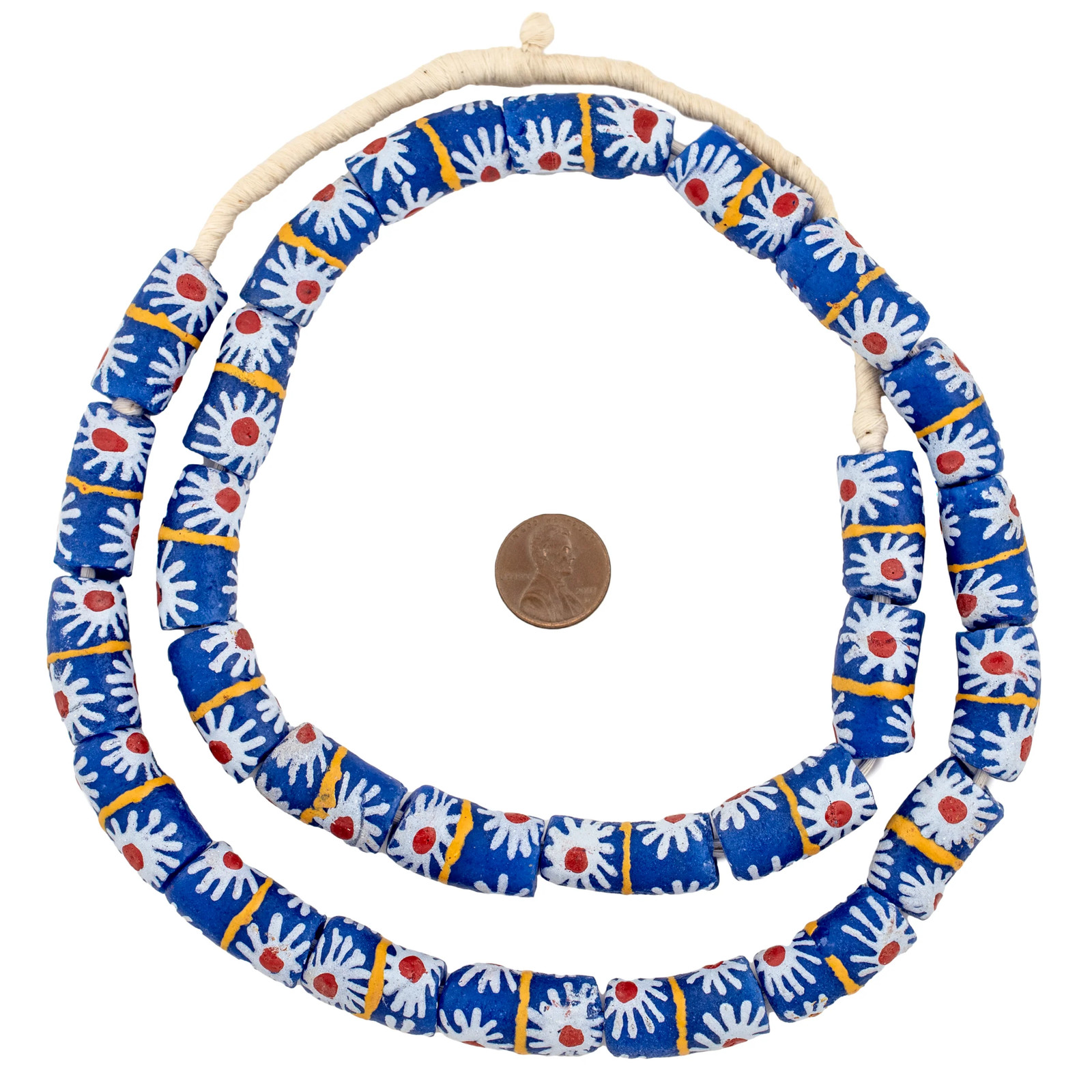 Southwest Style Cylindrical Krobo Beads 12mm Ghana African Multicolor Cylinder