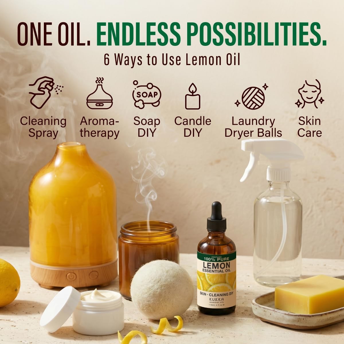 100% Pure Lemon Oil – 4 Fl Oz 4.00 (Pack of 1), Clear to Pale Yellow
