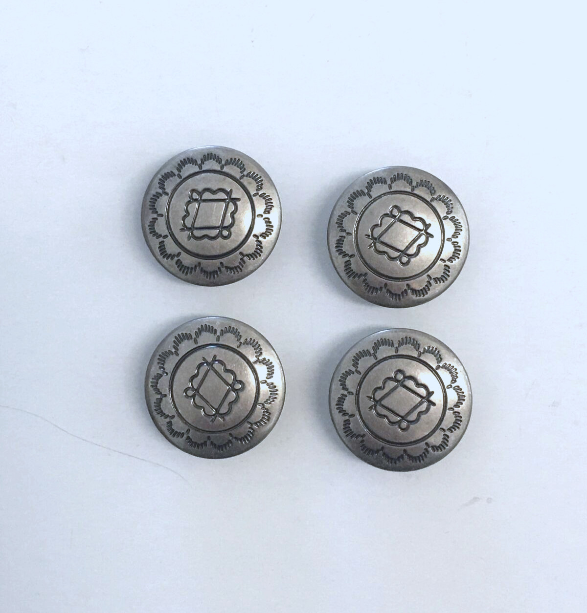 6 Metal Silver Buttons Southwest Western Shank Sewing 22 mm #MT7