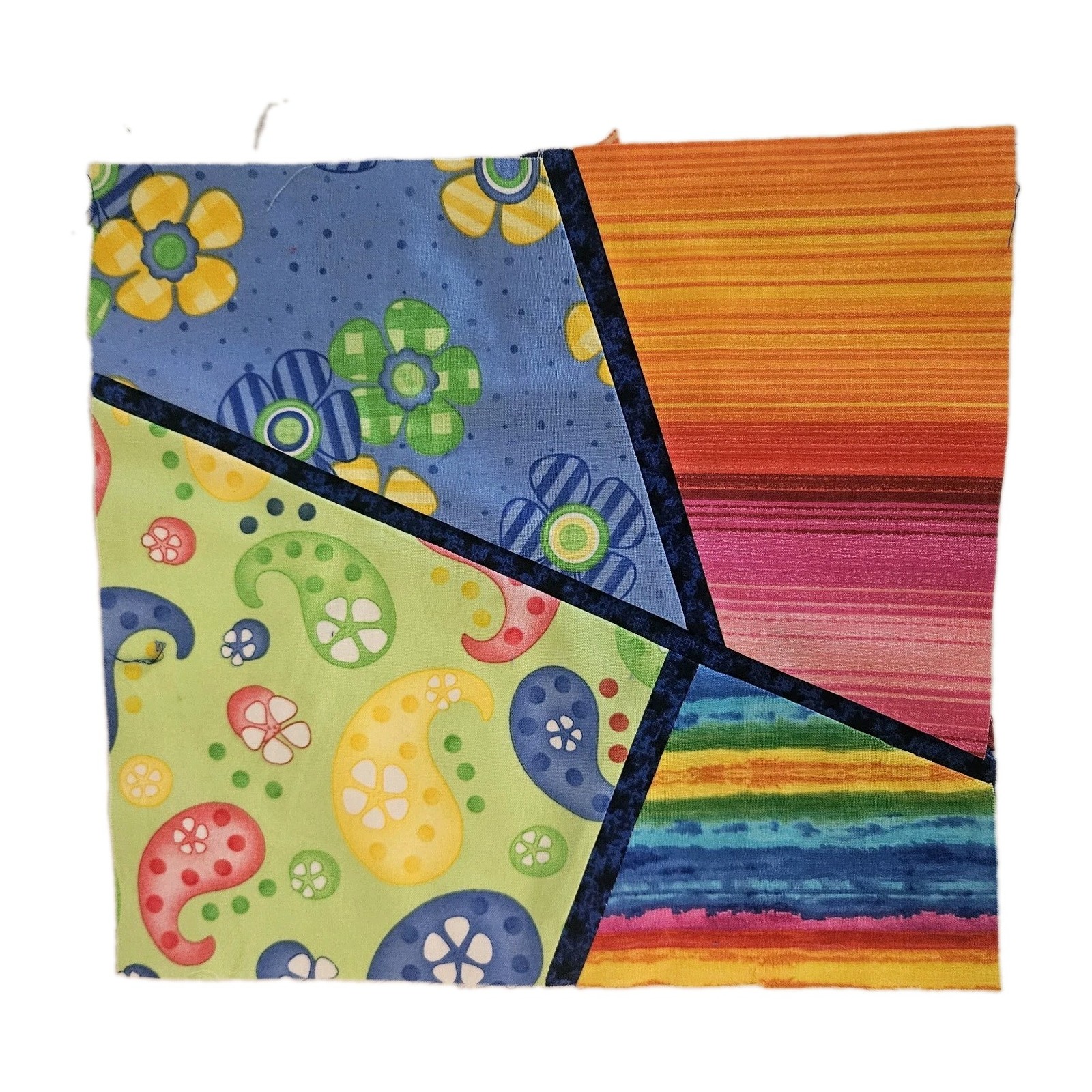 65 VTG Modern Improv Abstract Cotton Quilt Blocks & Pieces Bright Colors 11×11