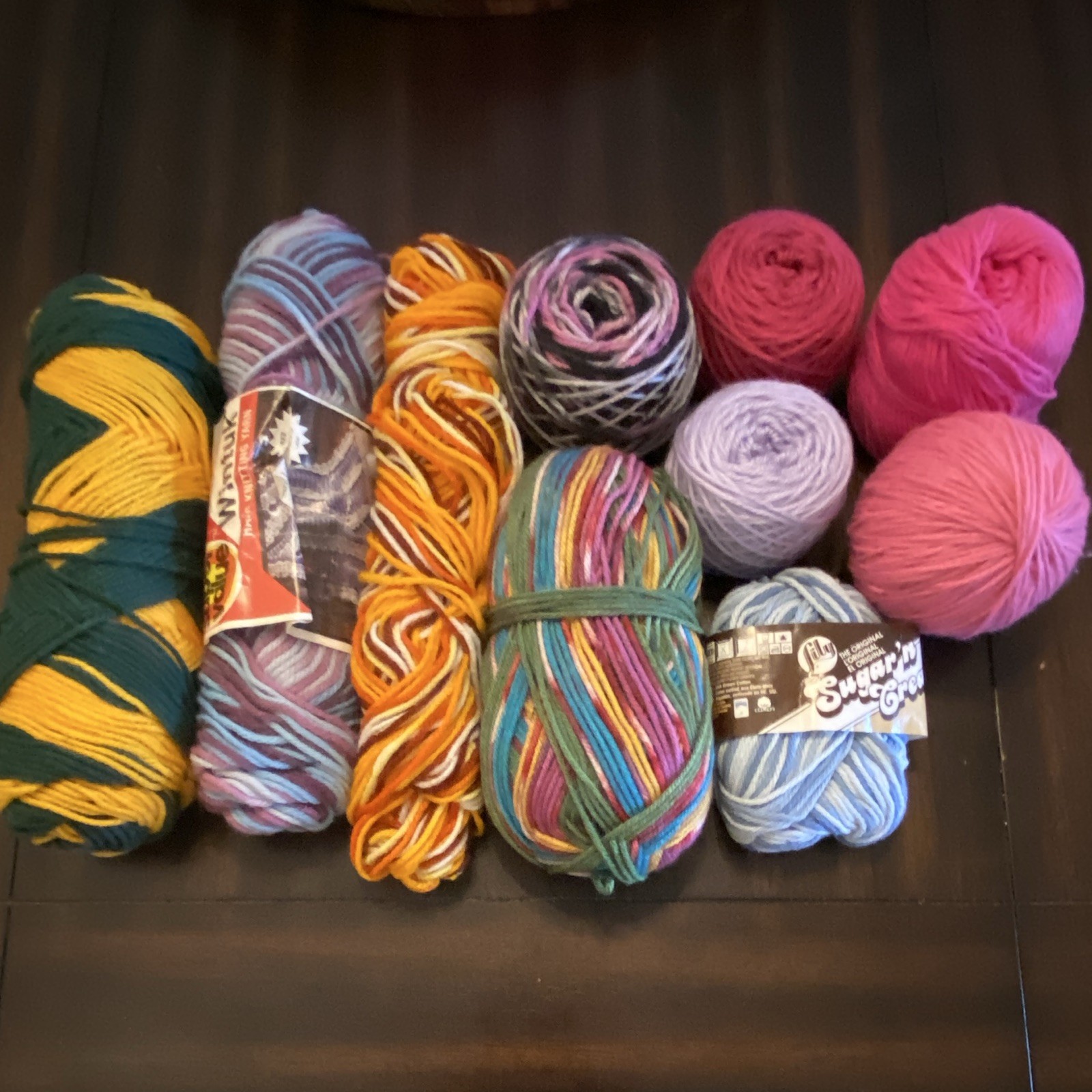 Mixed Lot of Multicolor Yarn Skeins Used with Unknown Yardage