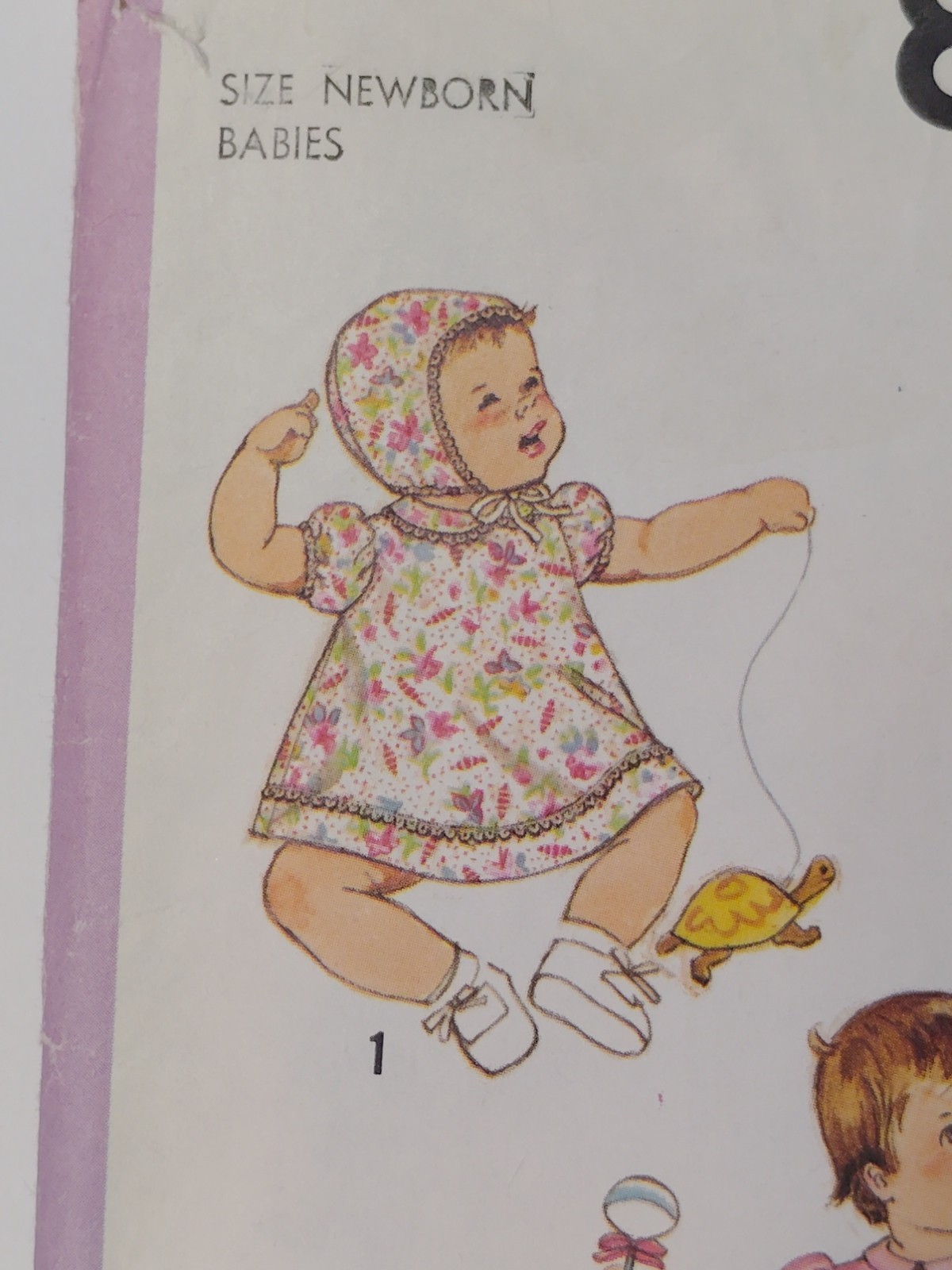 Simplicity 8494 Sewing Pattern Layette Infants NB 1M 2M 3M VTG Cut Sleeper Dress