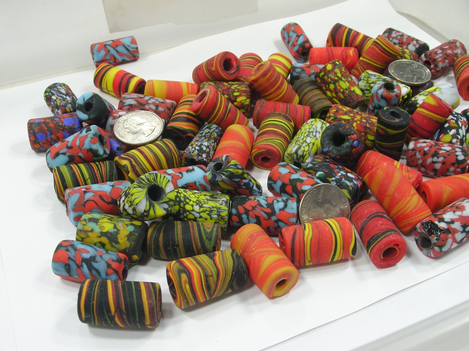 2 Pounds Large Multicolor India Handmade Millefiori Glass Beads Bulk (MNP-9) ⭐