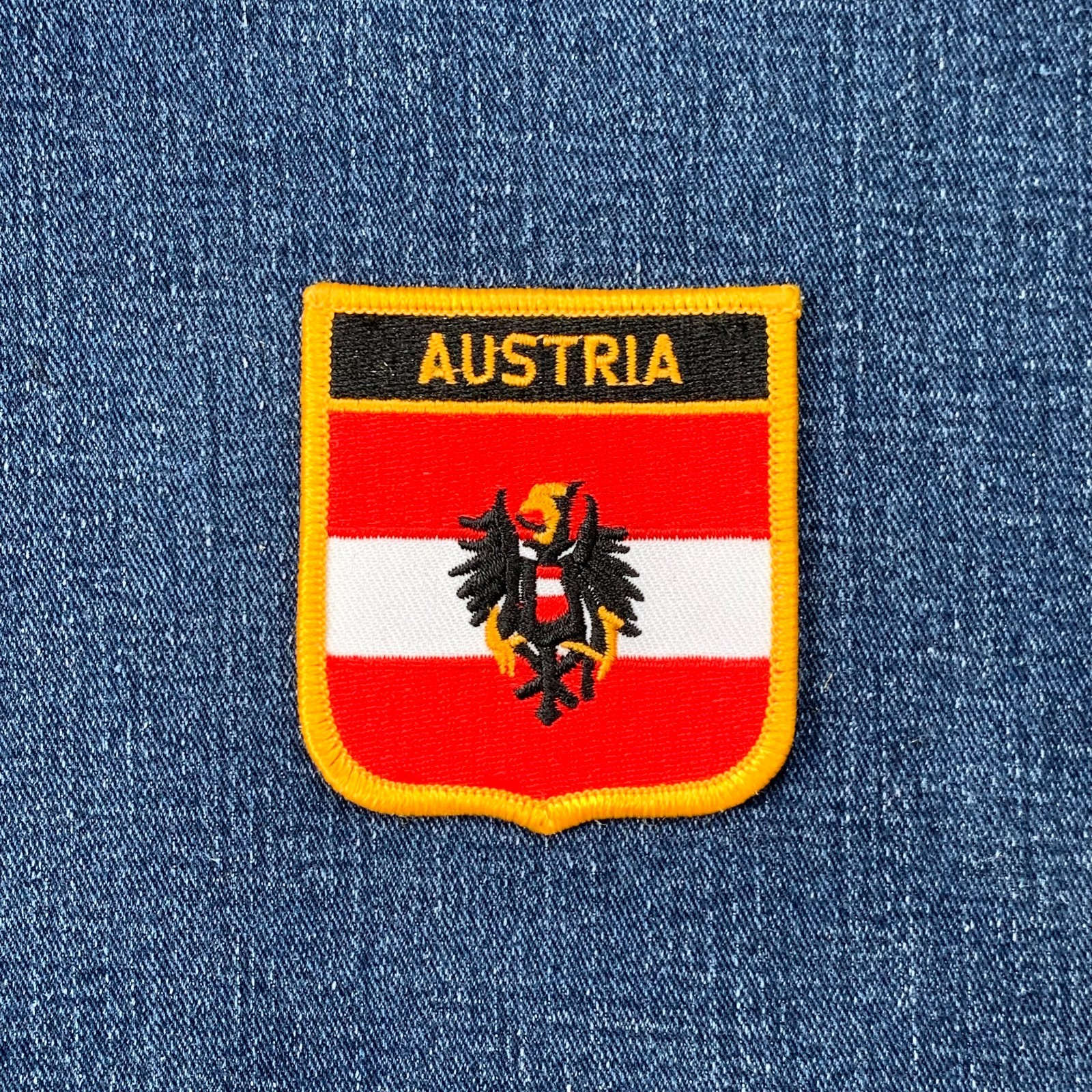 Austria Patch – Embroidered Flag Shield Badge 2.75″ (Iron Or Sew On)
