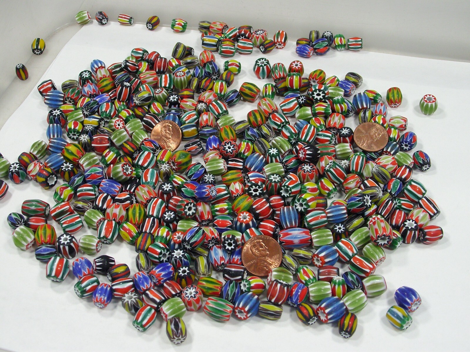 One Pound Assorted India Handmade Chevron Glass Beads Bulk Lot Sale (KPX-53)