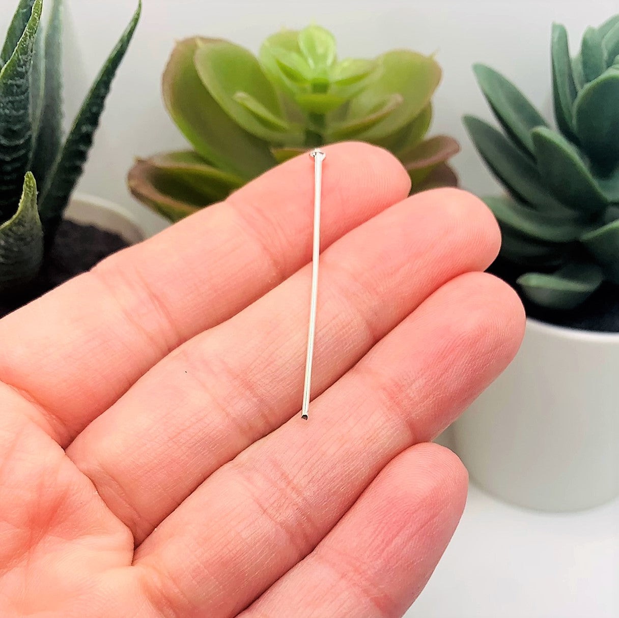 38mm, 20g, Silver Plated Head Pins – US Seller