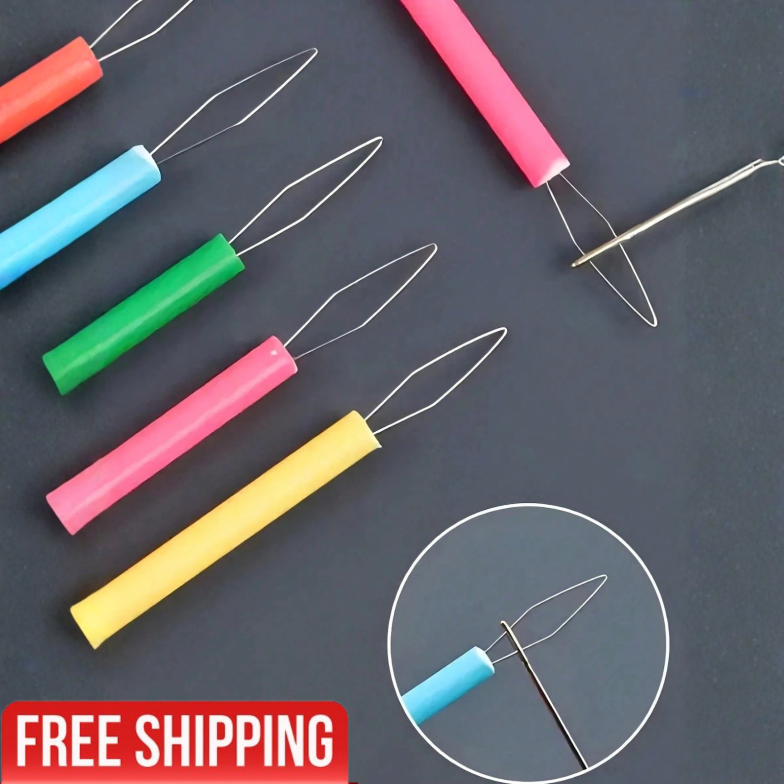 5pcs Colorful Plastic Needle Threaders Cylindrical Needle Threader Set