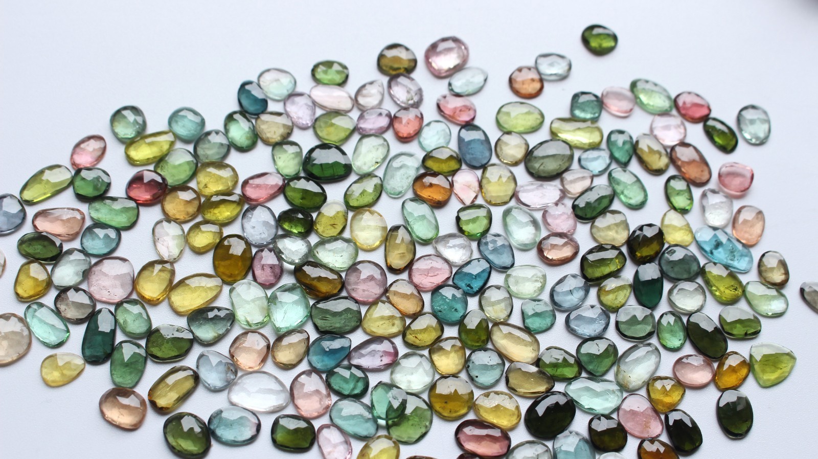 AAA+++ Tourmaline Gemstone Natural Multi Tourmaline Rose Cut Faceted Loose Cabs