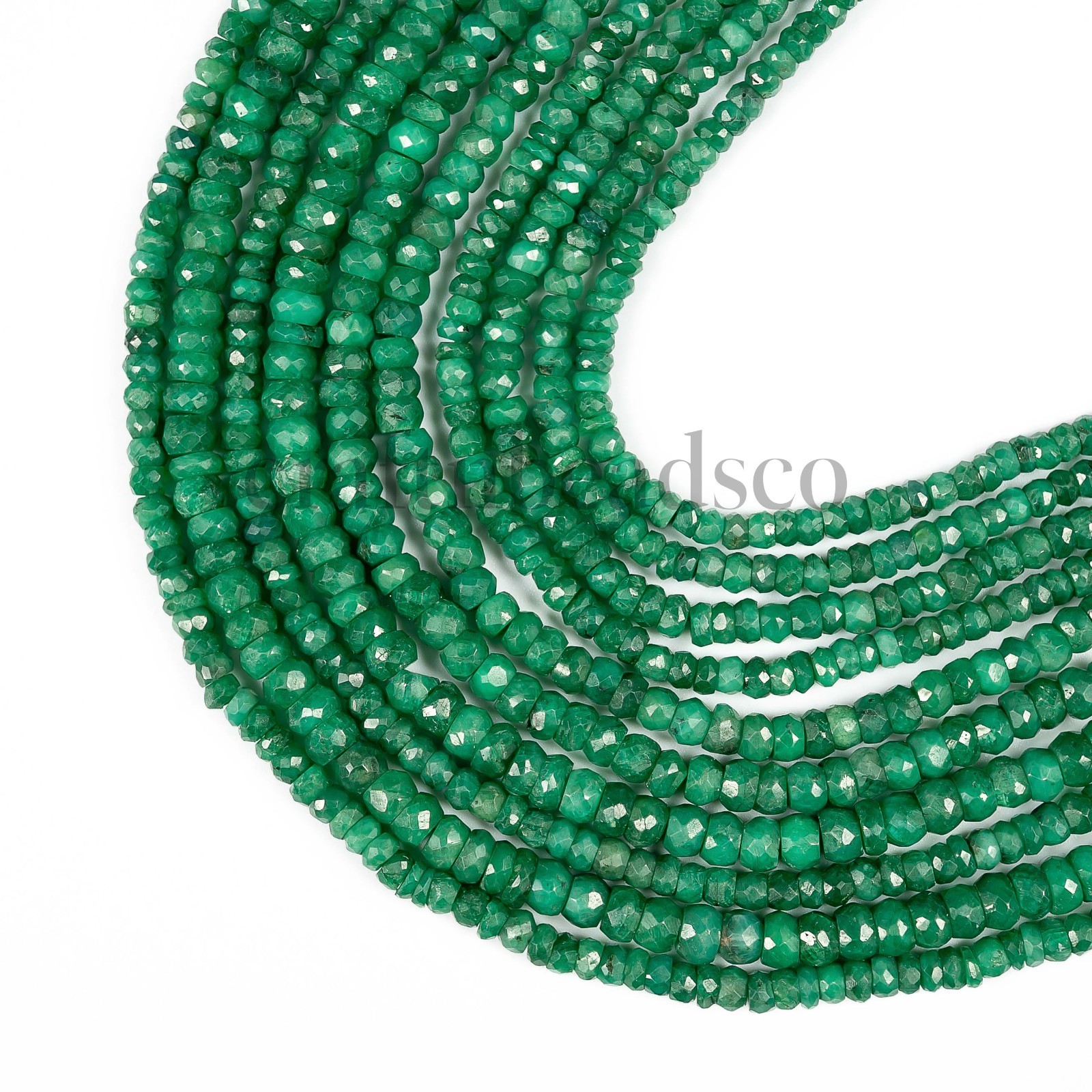 Natural Emerald Faceted Rondelle Beads, 3-4 MM Emerald Corundum Gemstone Beads,