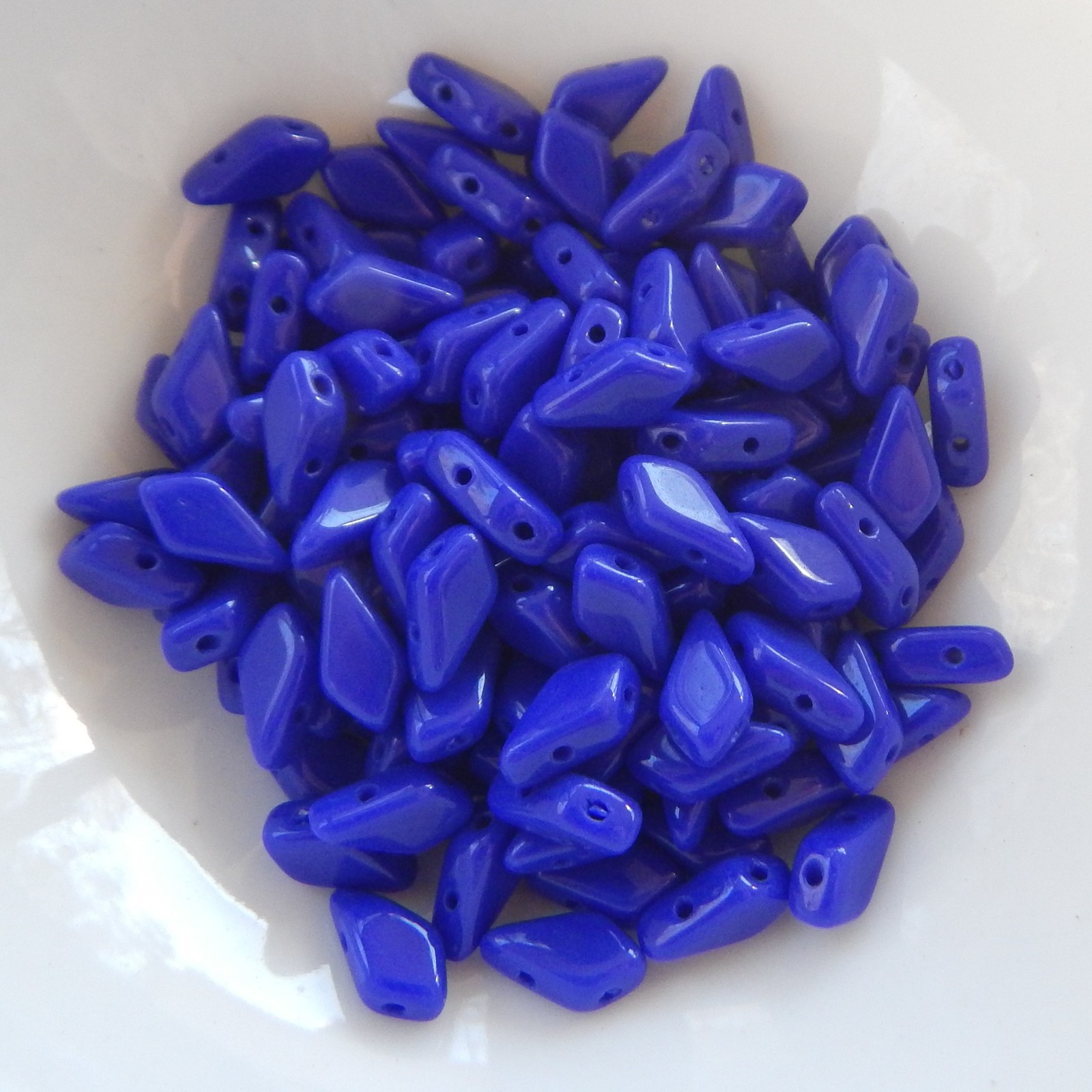 Kite (40 Beads) Opaque Royal Blue 2-Hole Czech Glass 9x5mm