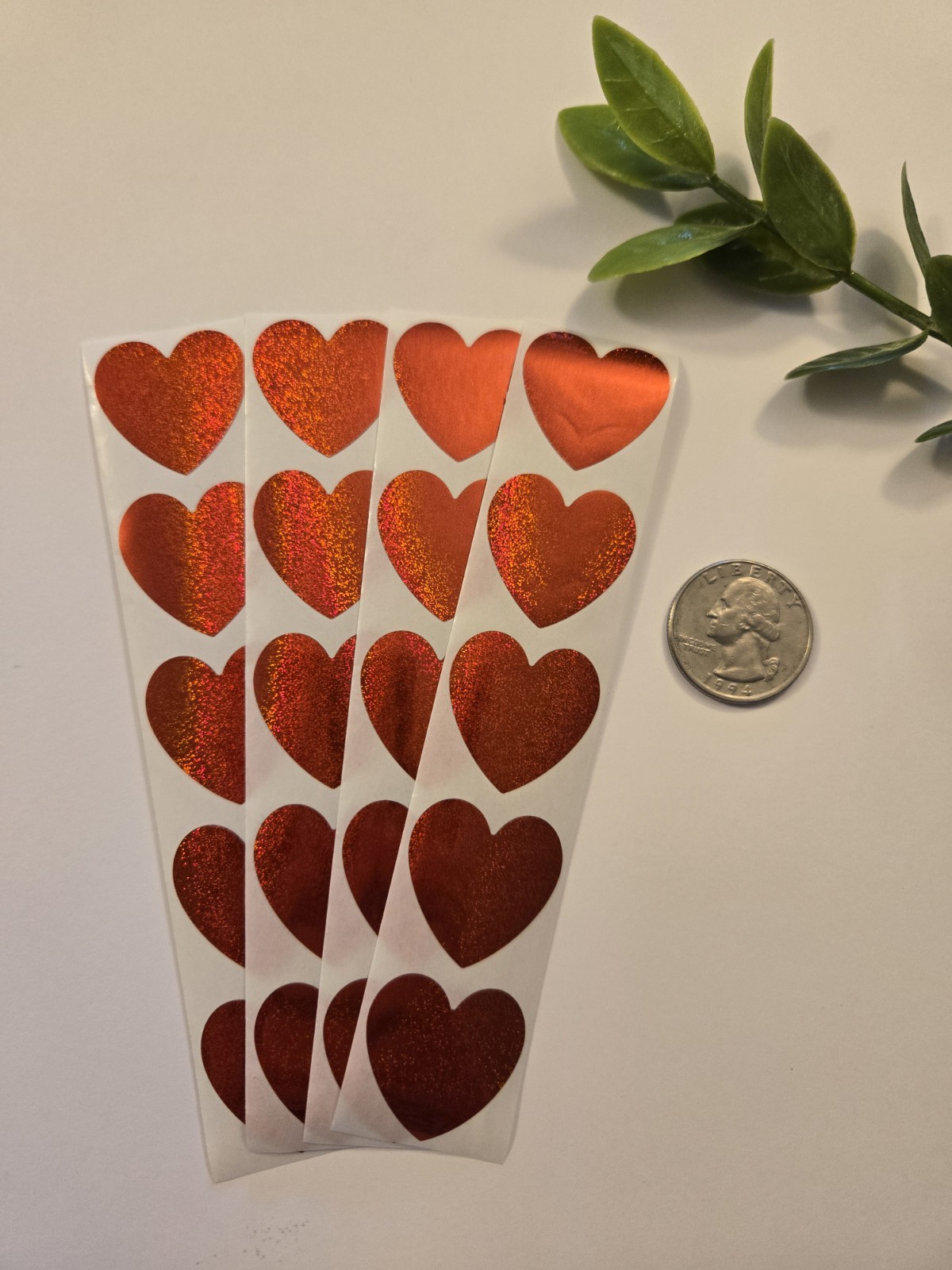 20 SPARKLE HEART STICKERS/GLITTER HEART STICKERS/RED HEART STICKERS/VALENTINES