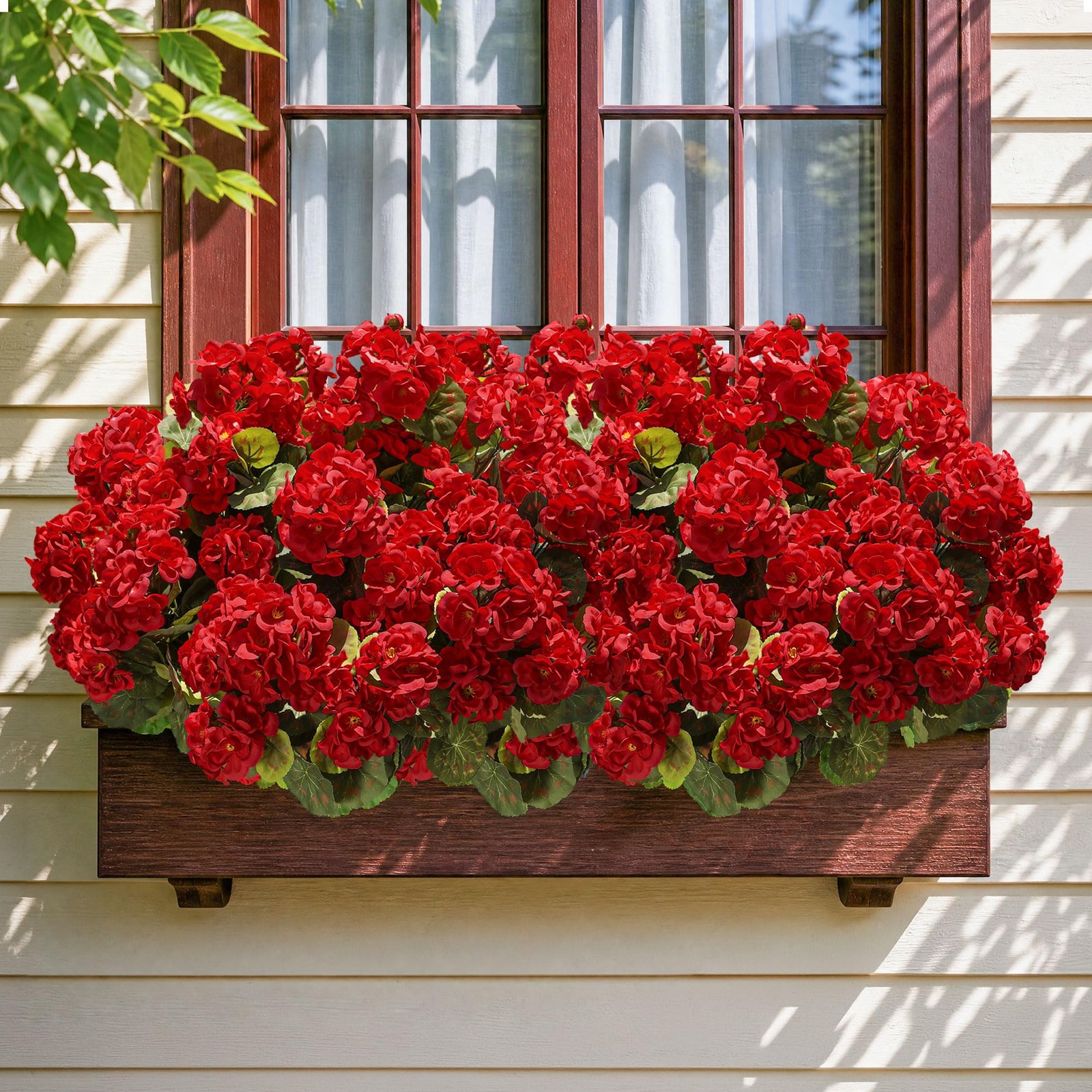 Artificial Geraniums Fake 3 inches (D) x 4.5 (W) x 9 (H), 6 Red