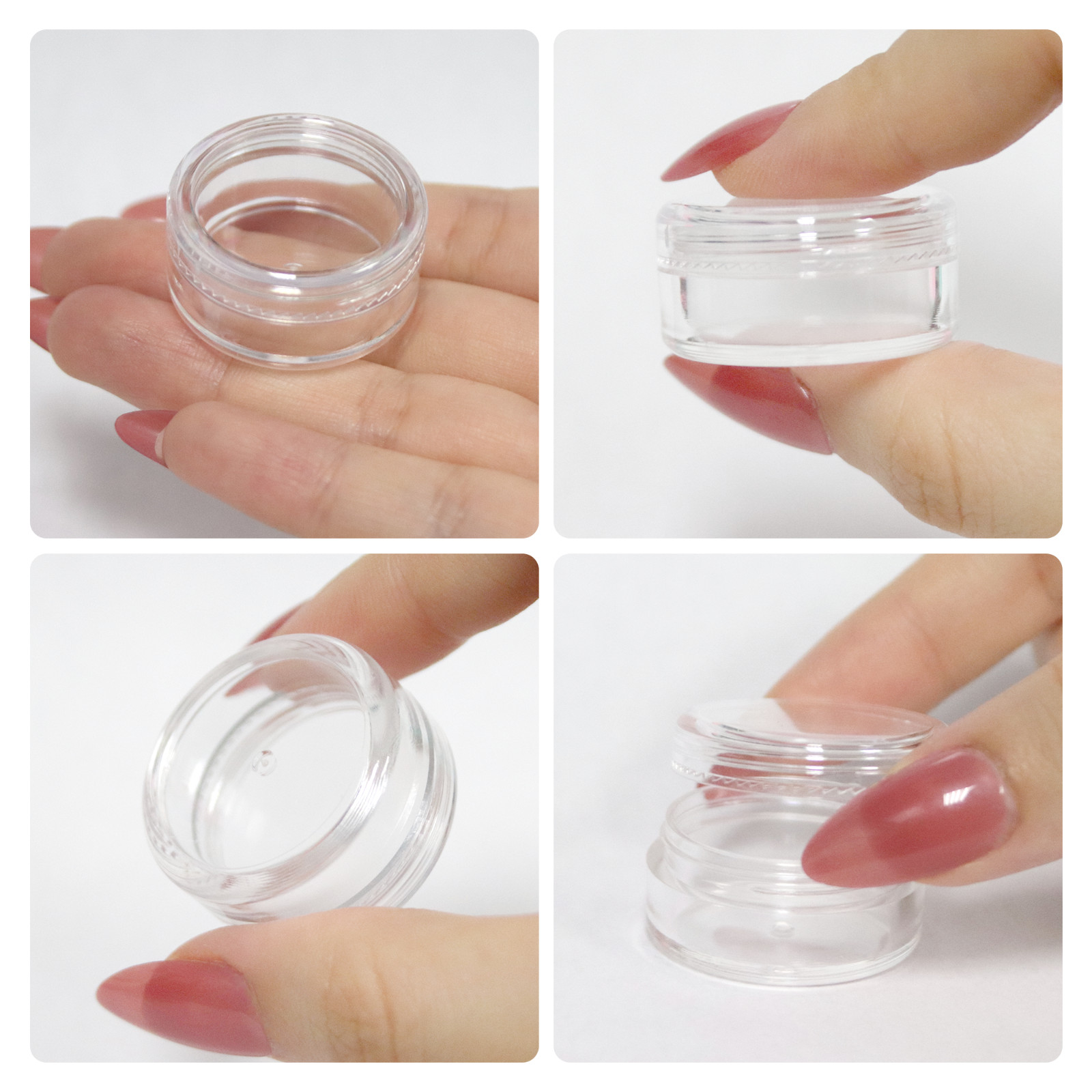 50 Clear Small 5g Grams/mL Plastic Jars for Cosmetic Sample Container Pot Cream