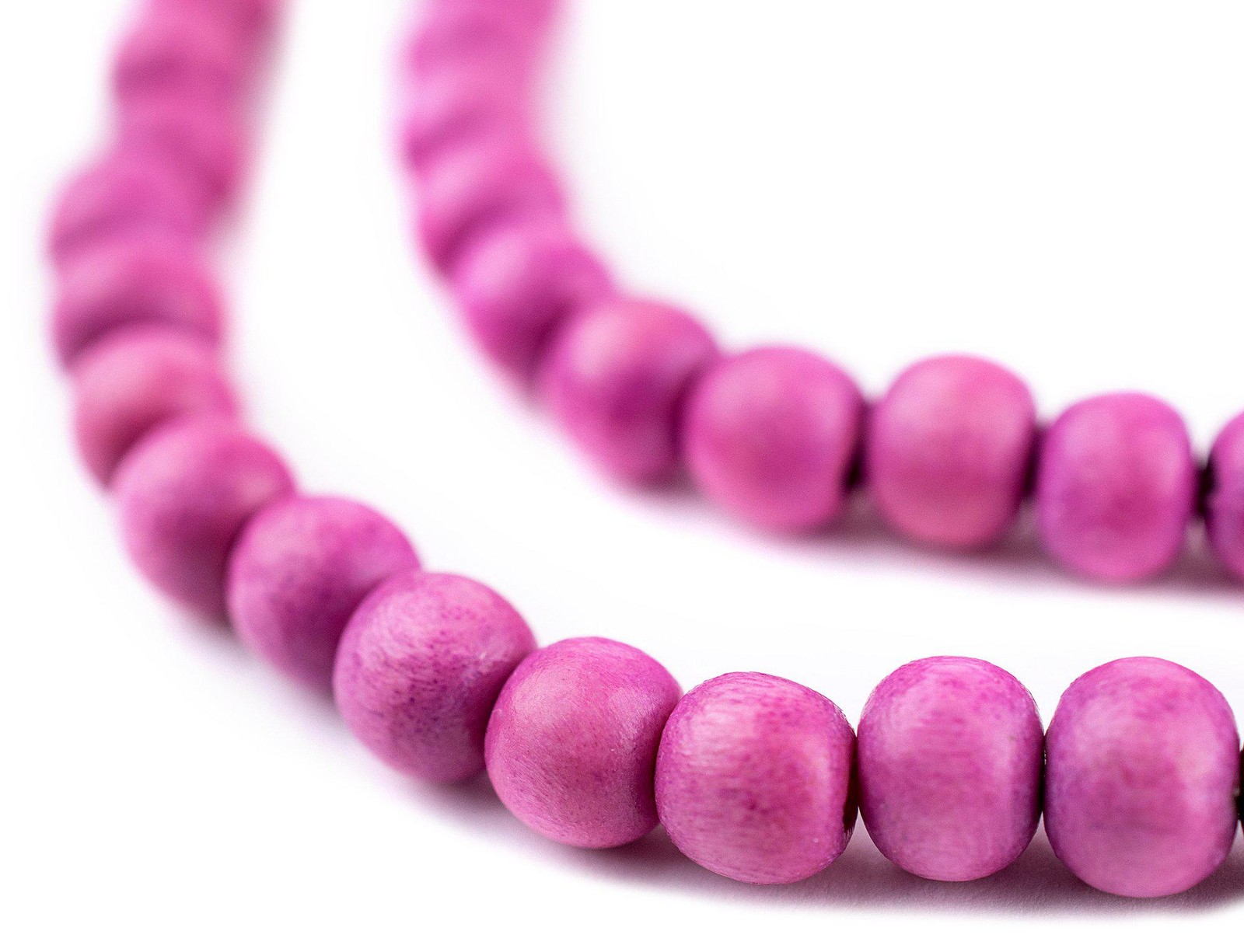 Magenta Round Natural Wood Beads 6mm Pink 16 Inch Strand