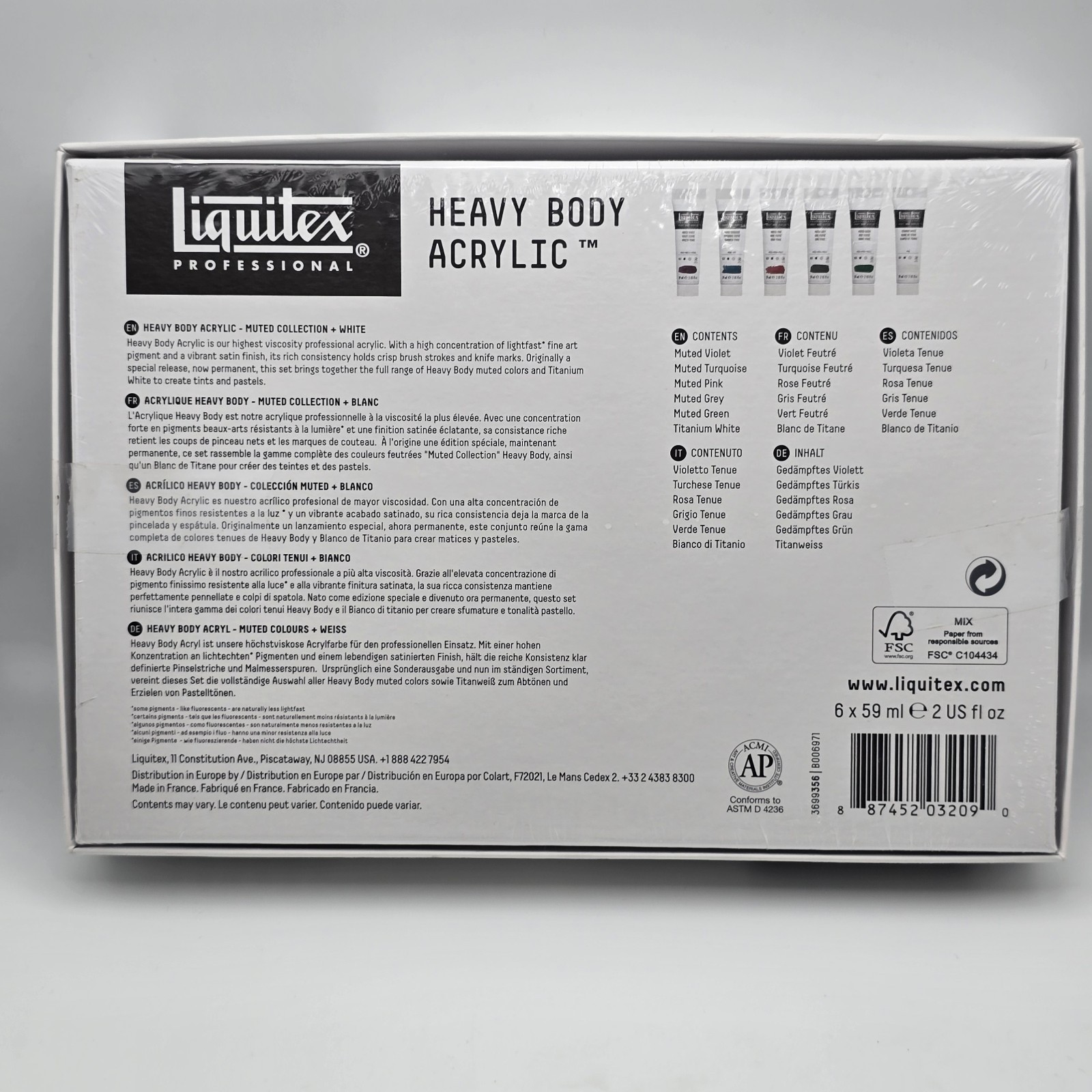 Liquitex Professional Heavy Body Acrylic Set – 6x59ml – Muted Collection + White